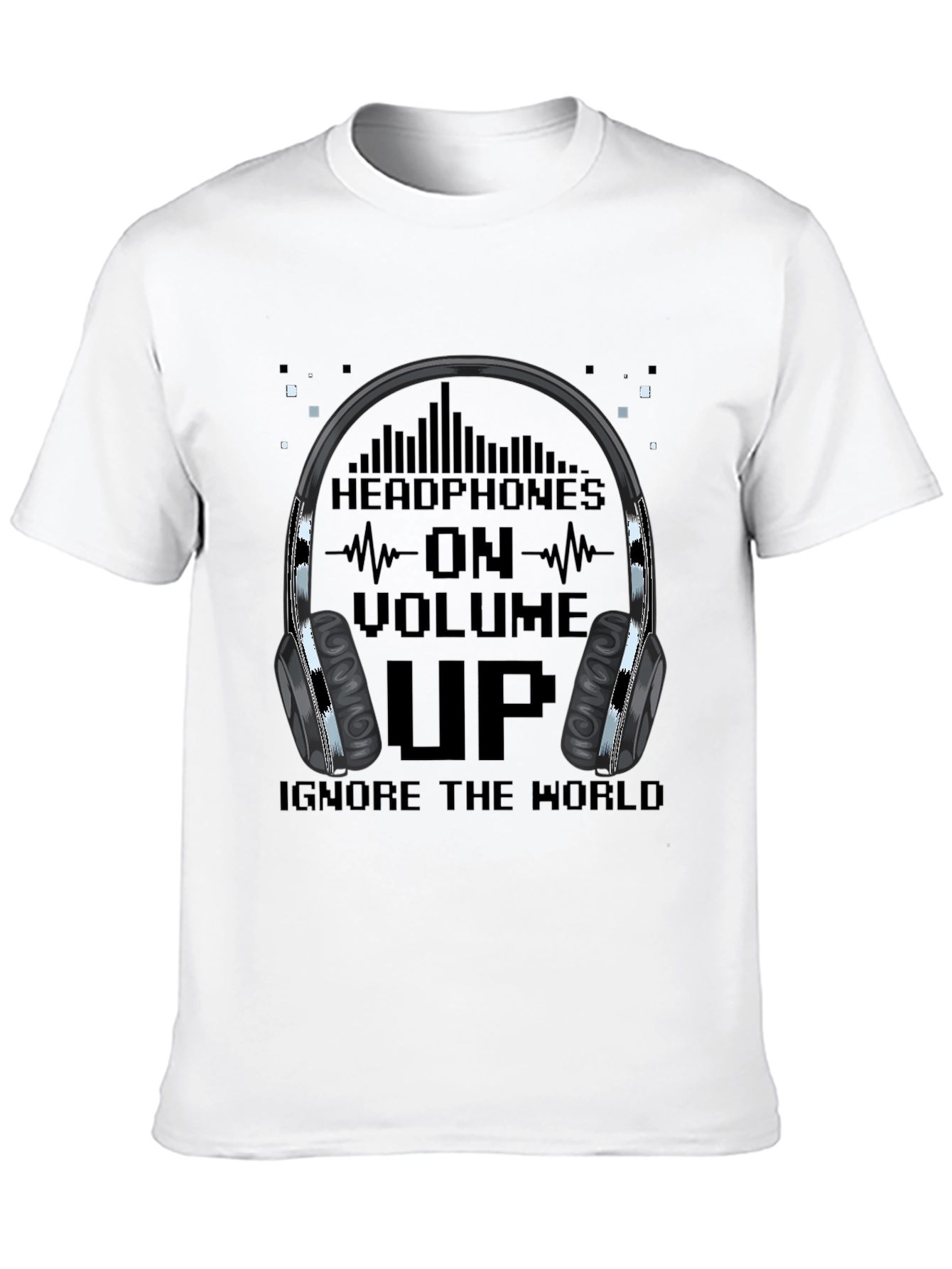 Camiseta Hombre Negra - Headphones On Volume Up