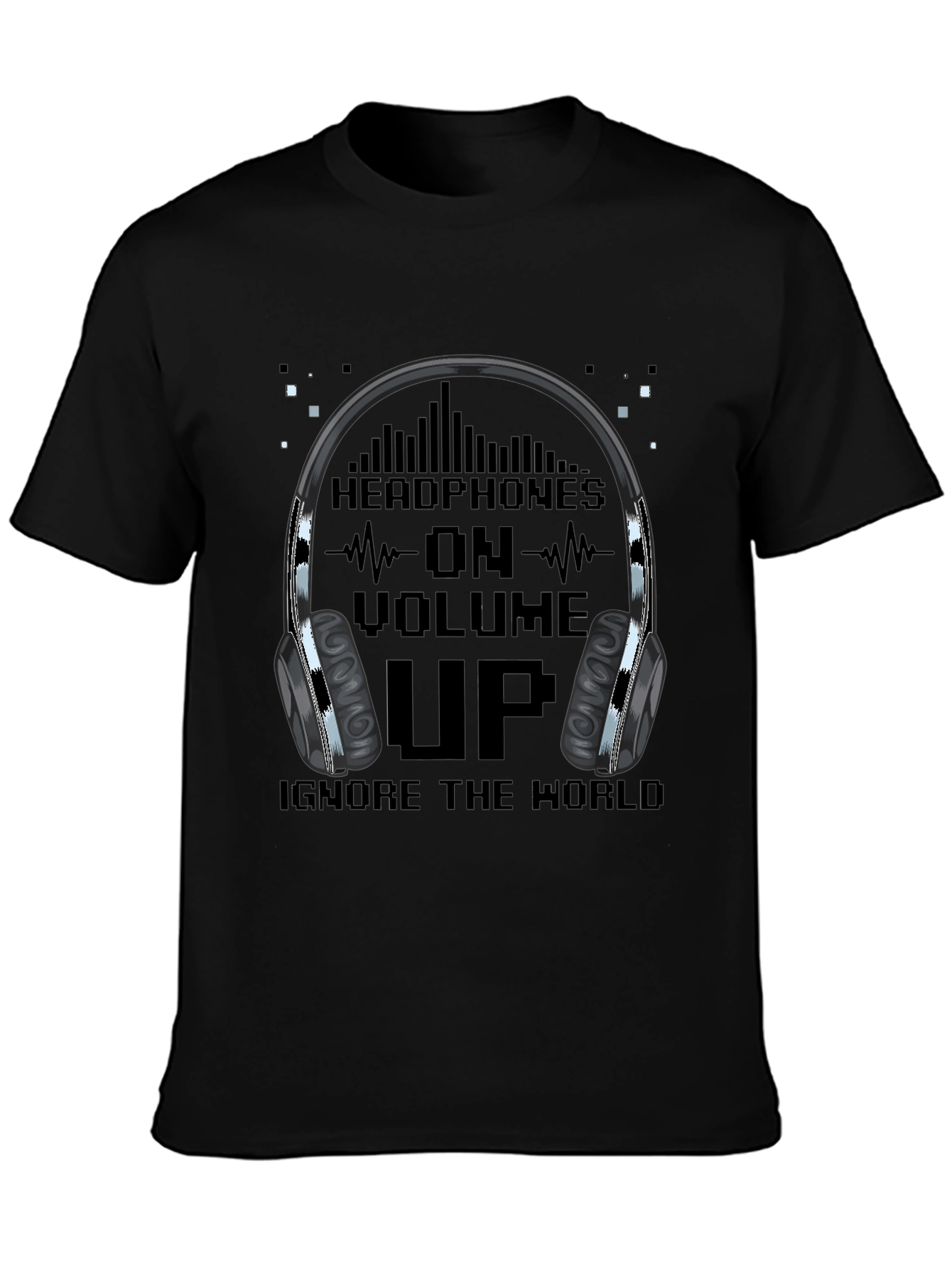 Camiseta Hombre Negra - Headphones On Volume Up