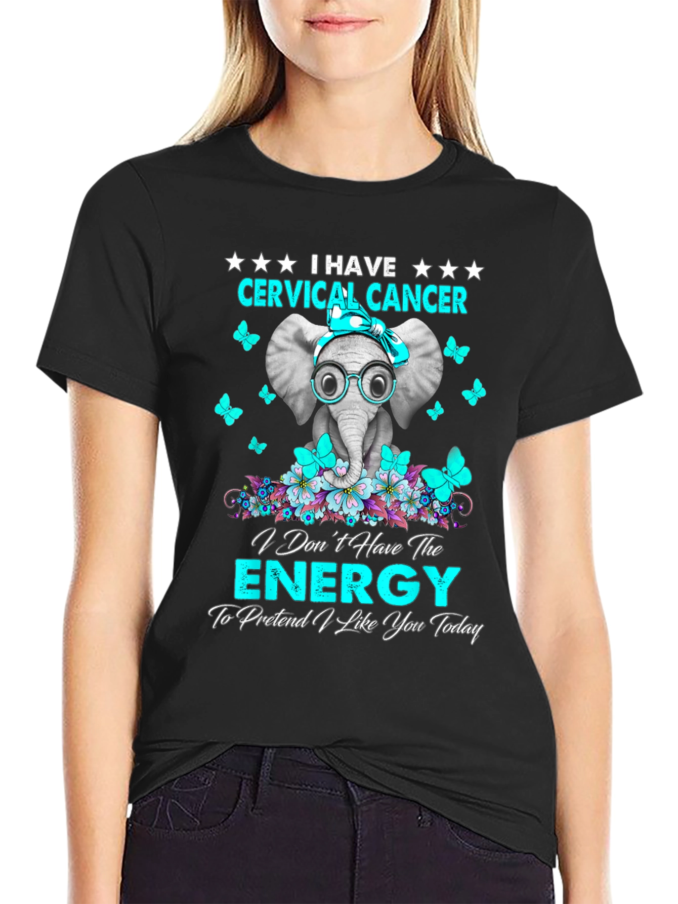 Camiseta Unisex Cervical Cancer Elephant