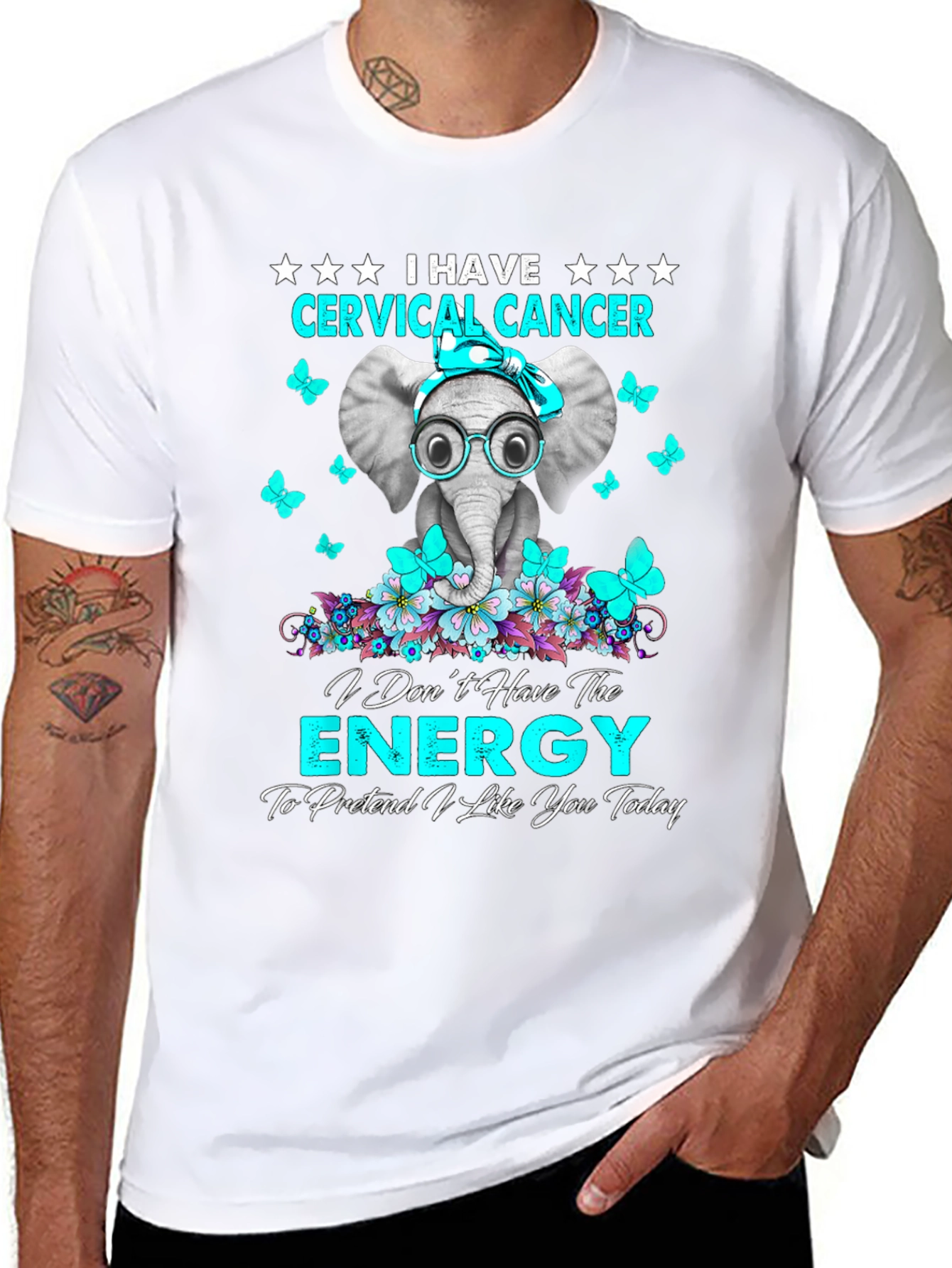 Camiseta Unisex Cervical Cancer Elephant
