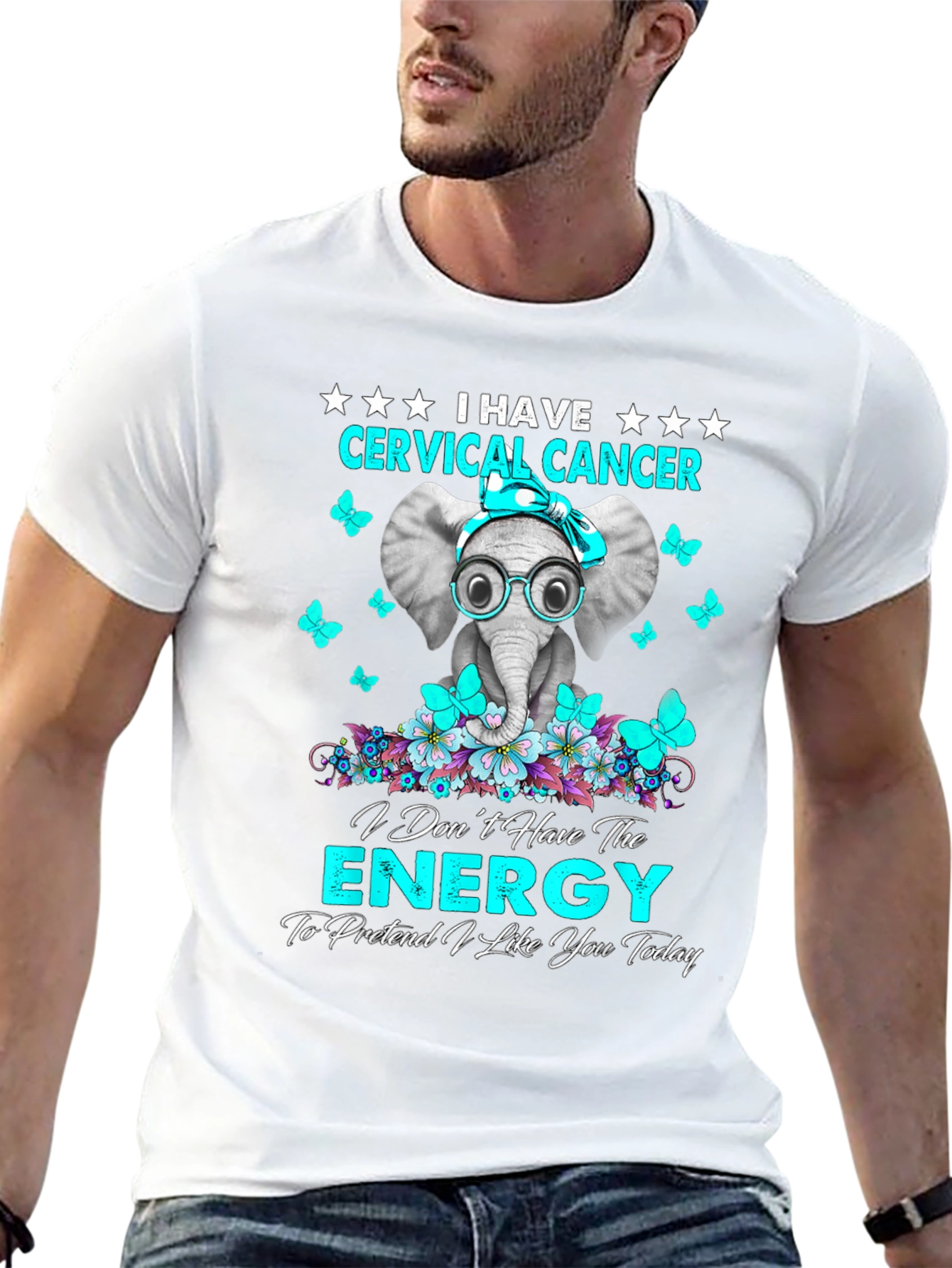 Camiseta Unisex Cervical Cancer Elephant