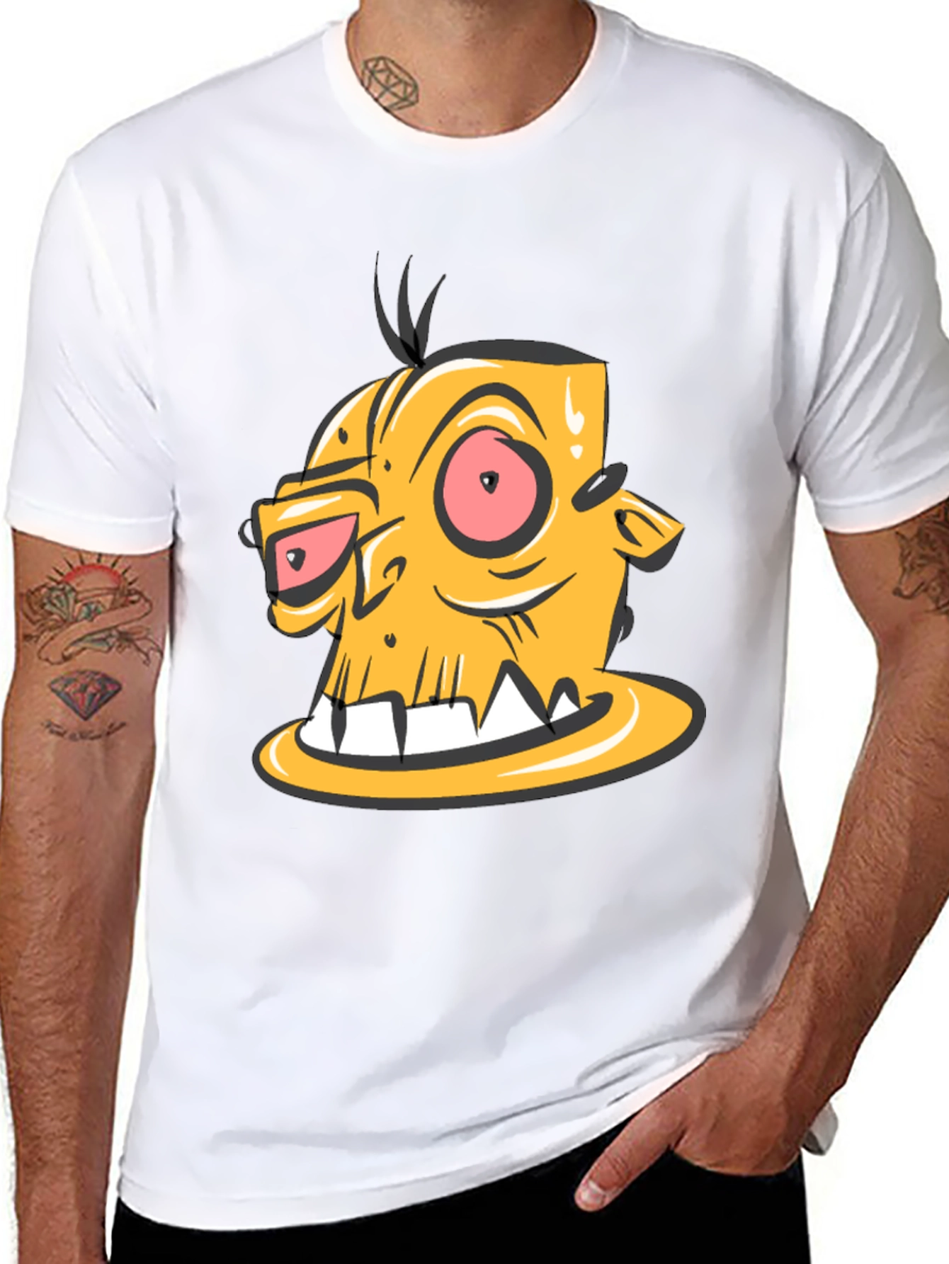 Camiseta Negra con Estampado de Personaje Animado