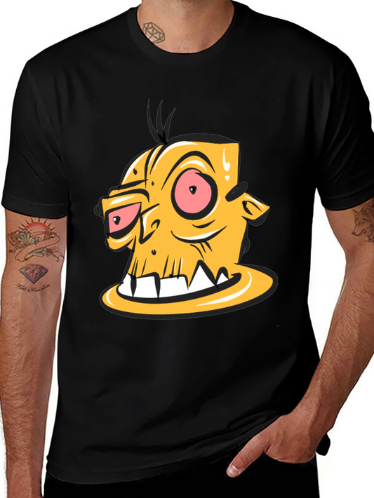 Camiseta Negra con Estampado de Personaje Animado