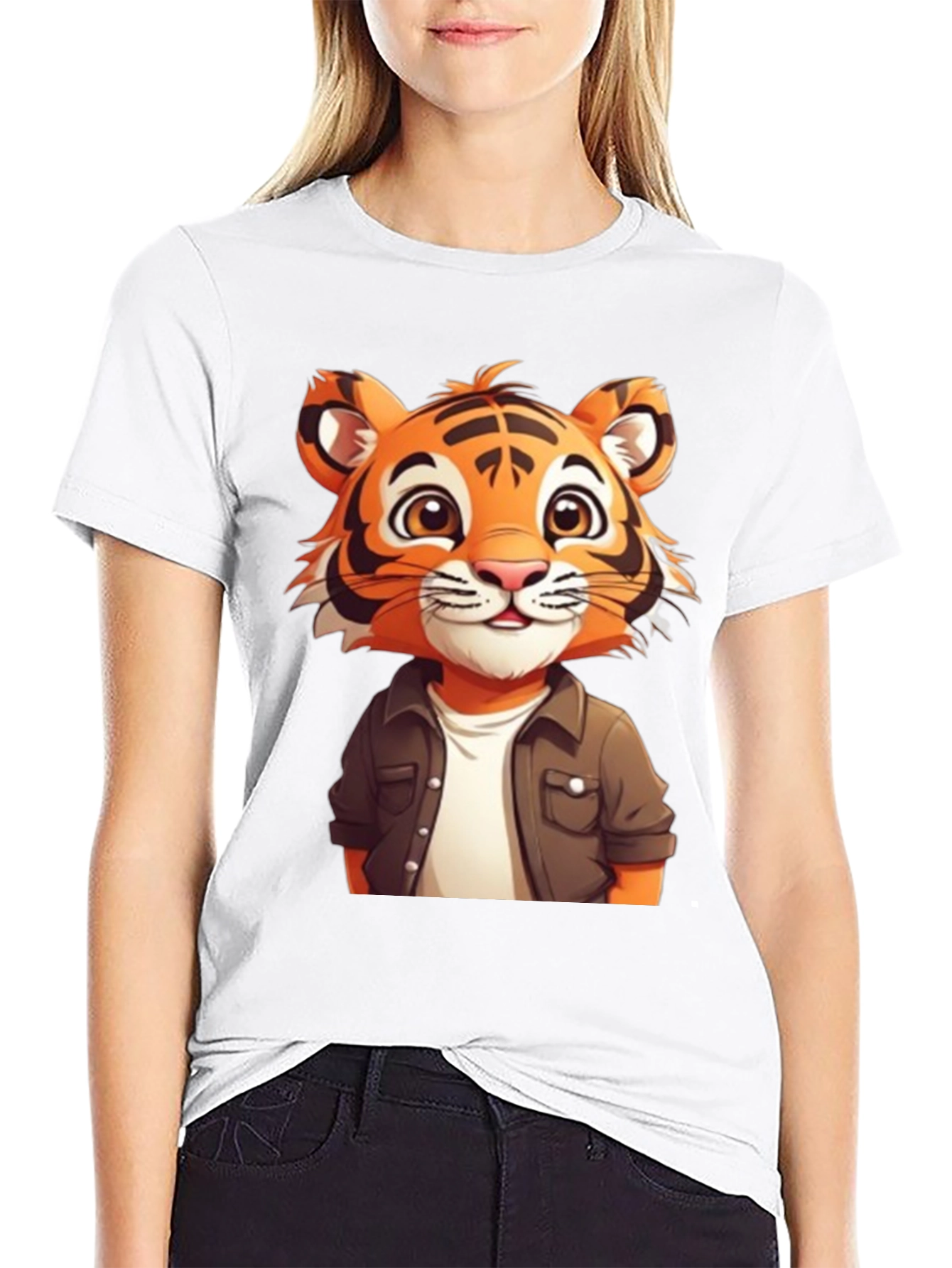 Camiseta Negra con Tigre Animado