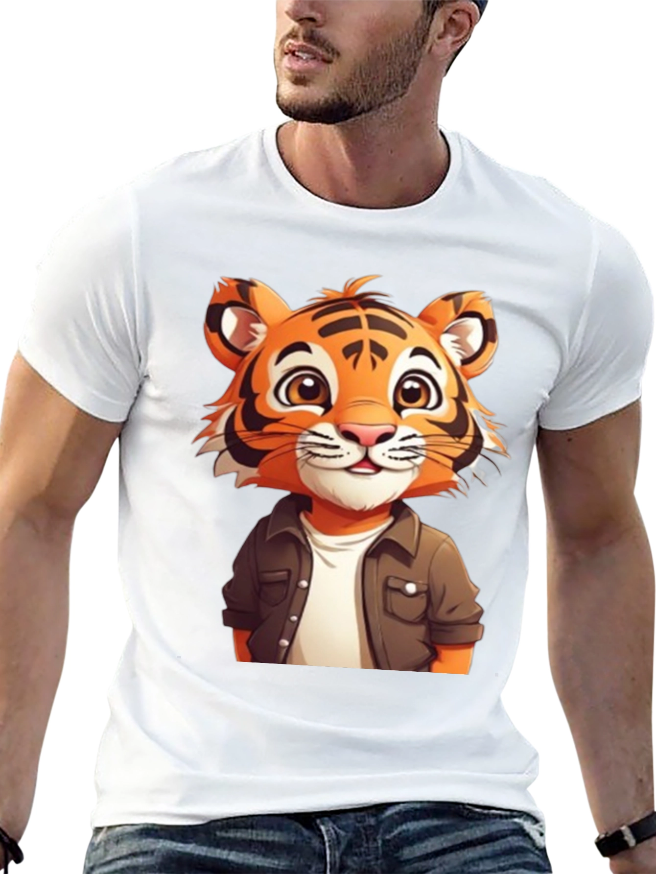 Camiseta Negra con Tigre Animado
