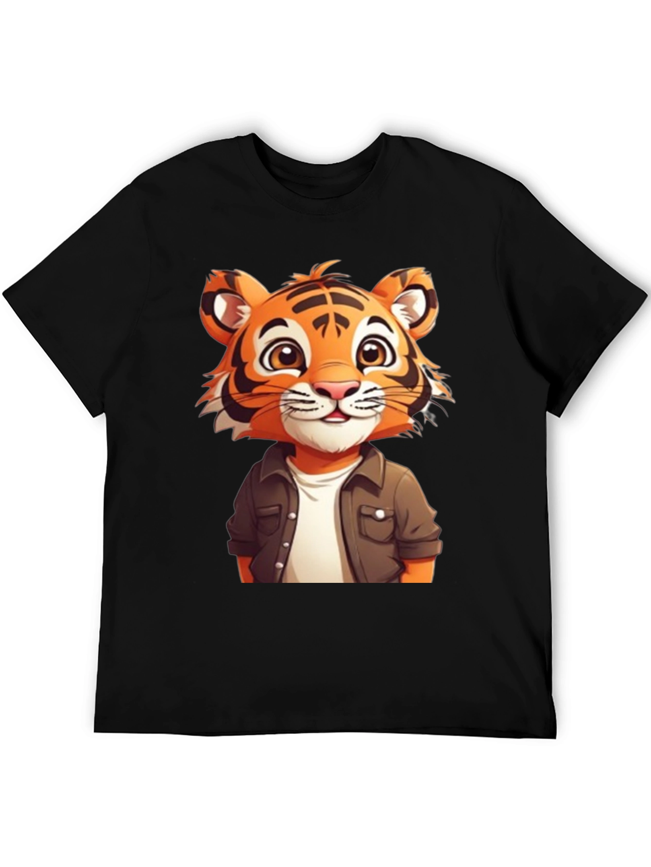 Camiseta Negra con Tigre Animado