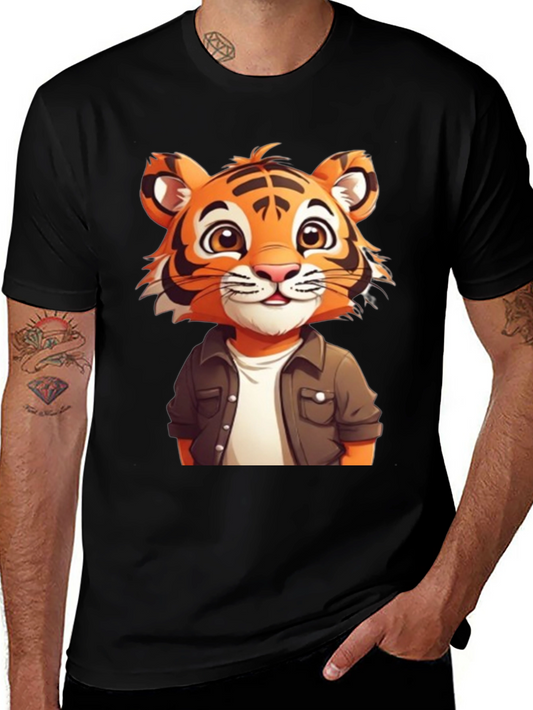 Camiseta Negra con Tigre Animado
