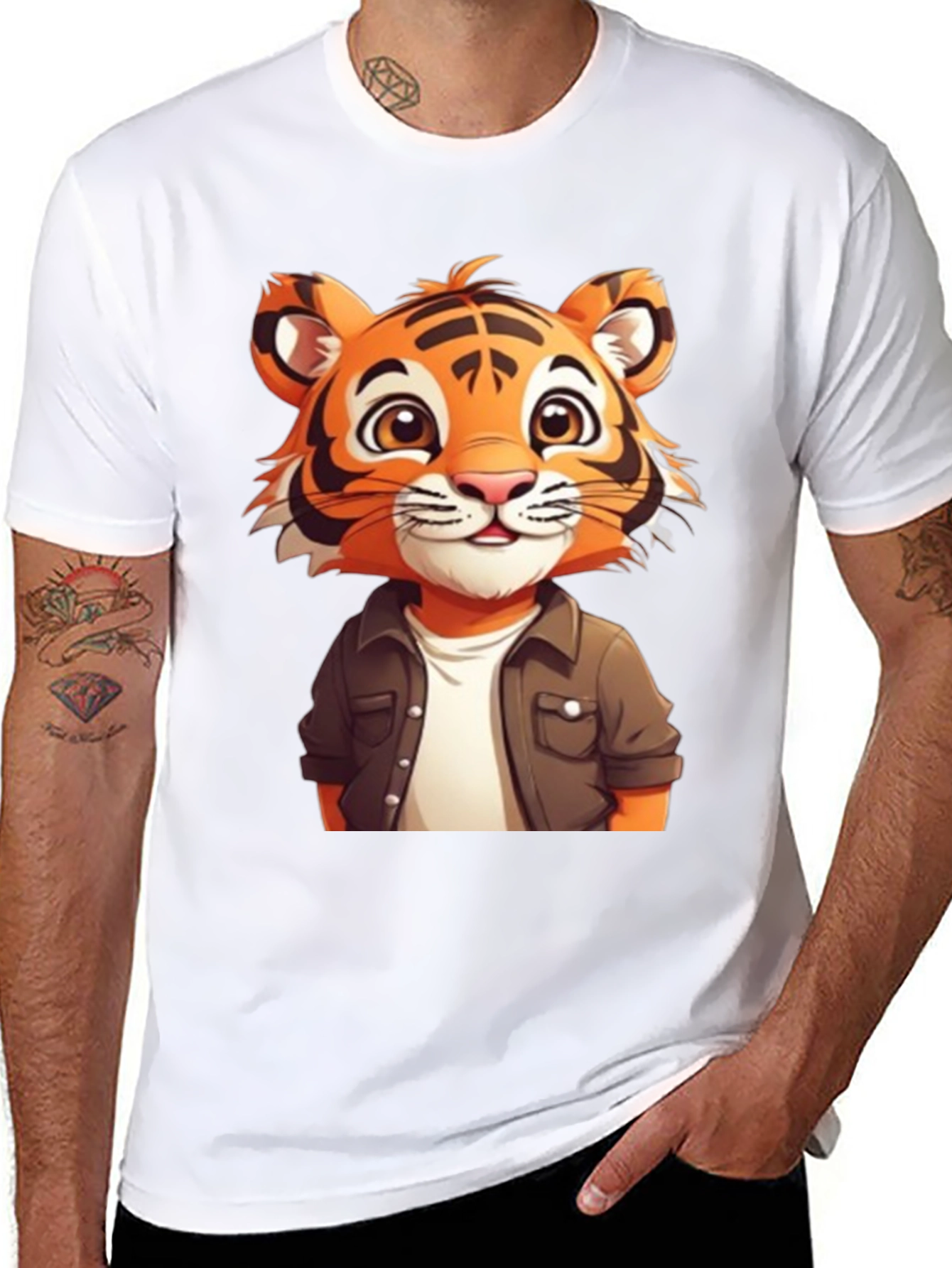 Camiseta Negra con Tigre Animado