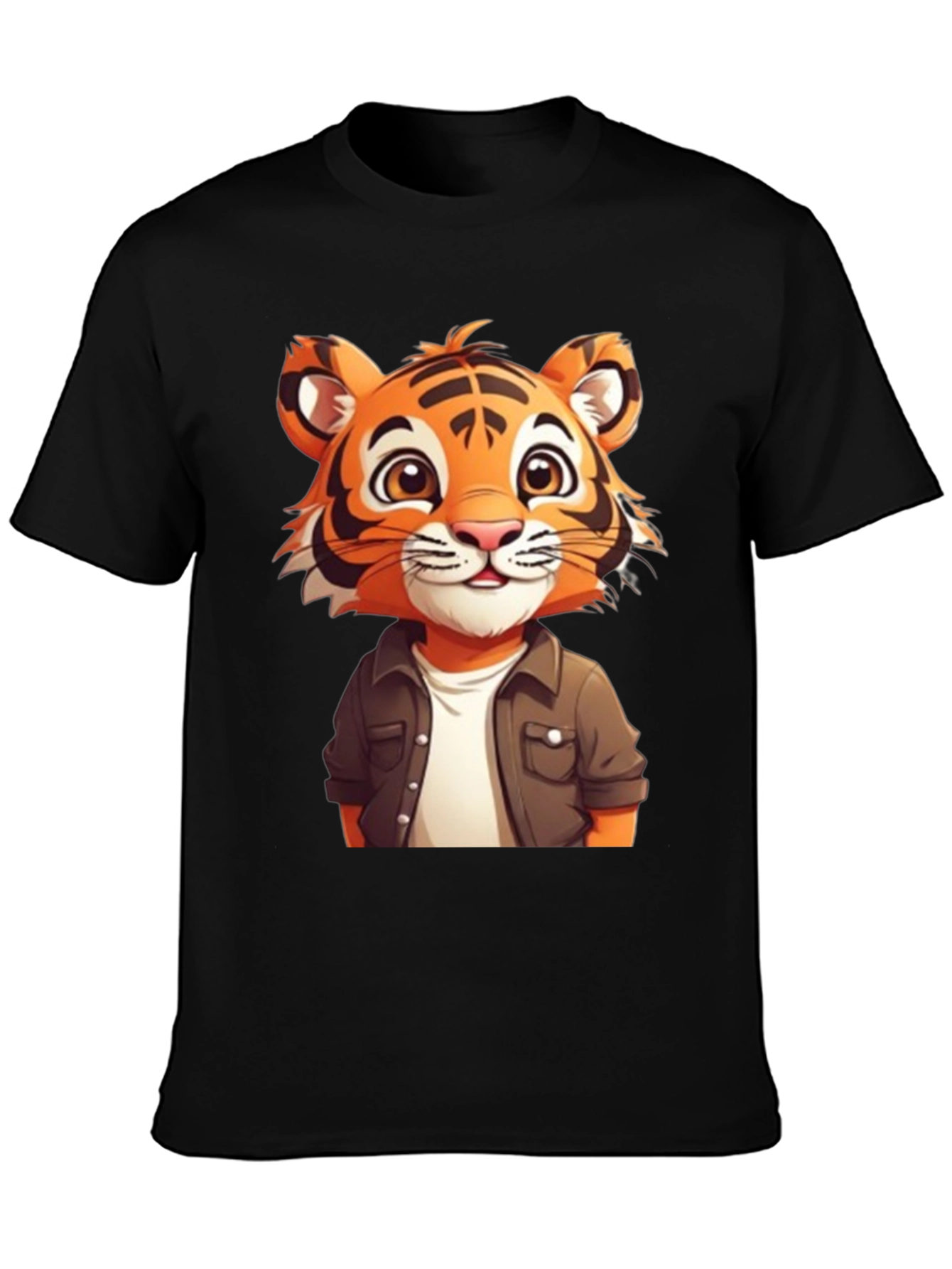 Camiseta Negra con Tigre Animado