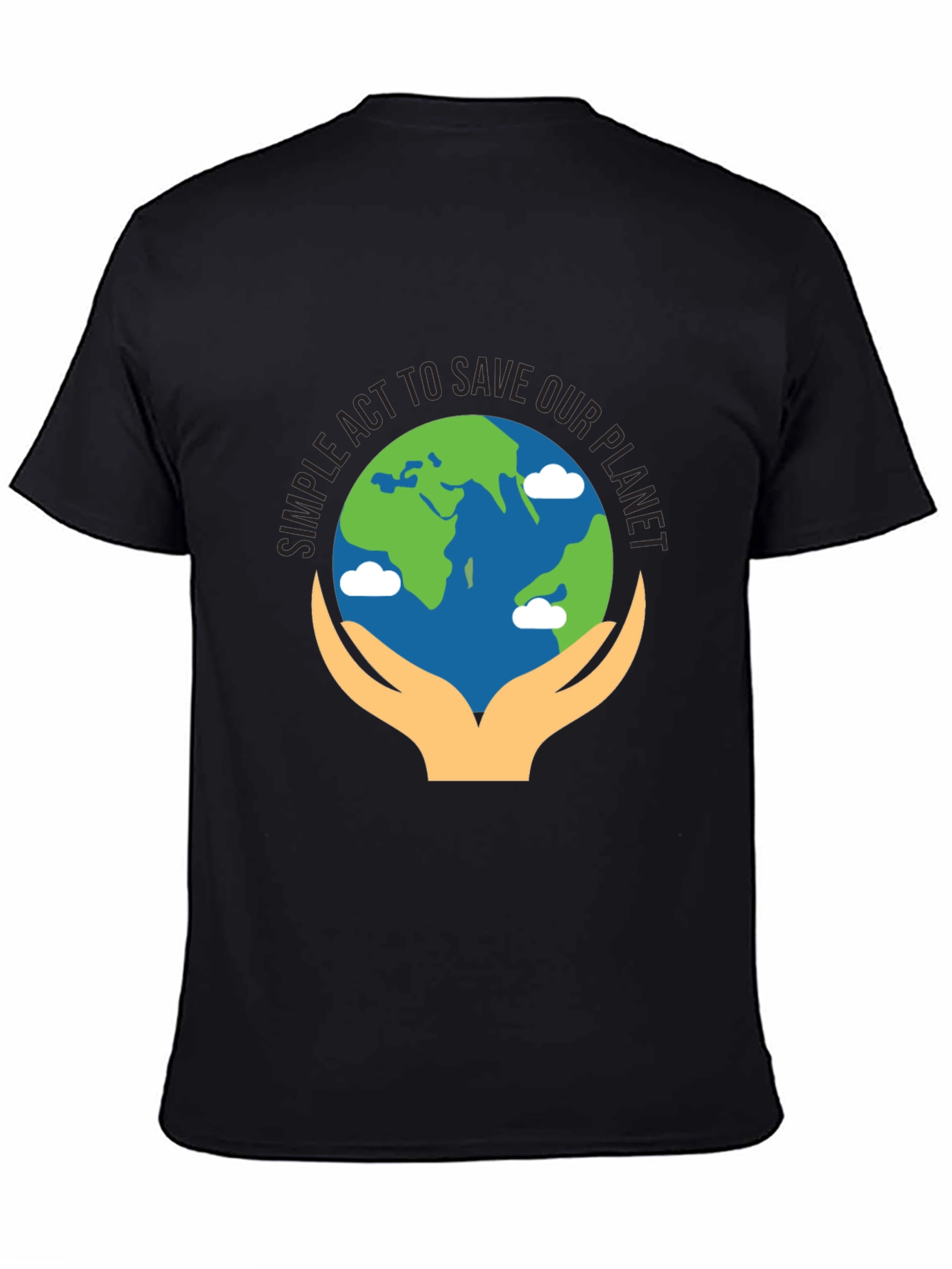 Camiseta Negra con Diseño de Salvar el Planeta