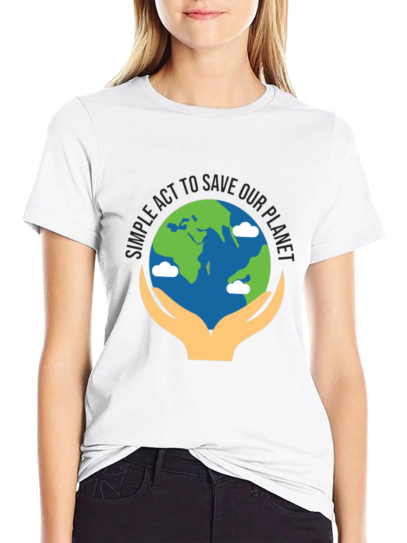 Camiseta Negra con Diseño de Salvar el Planeta