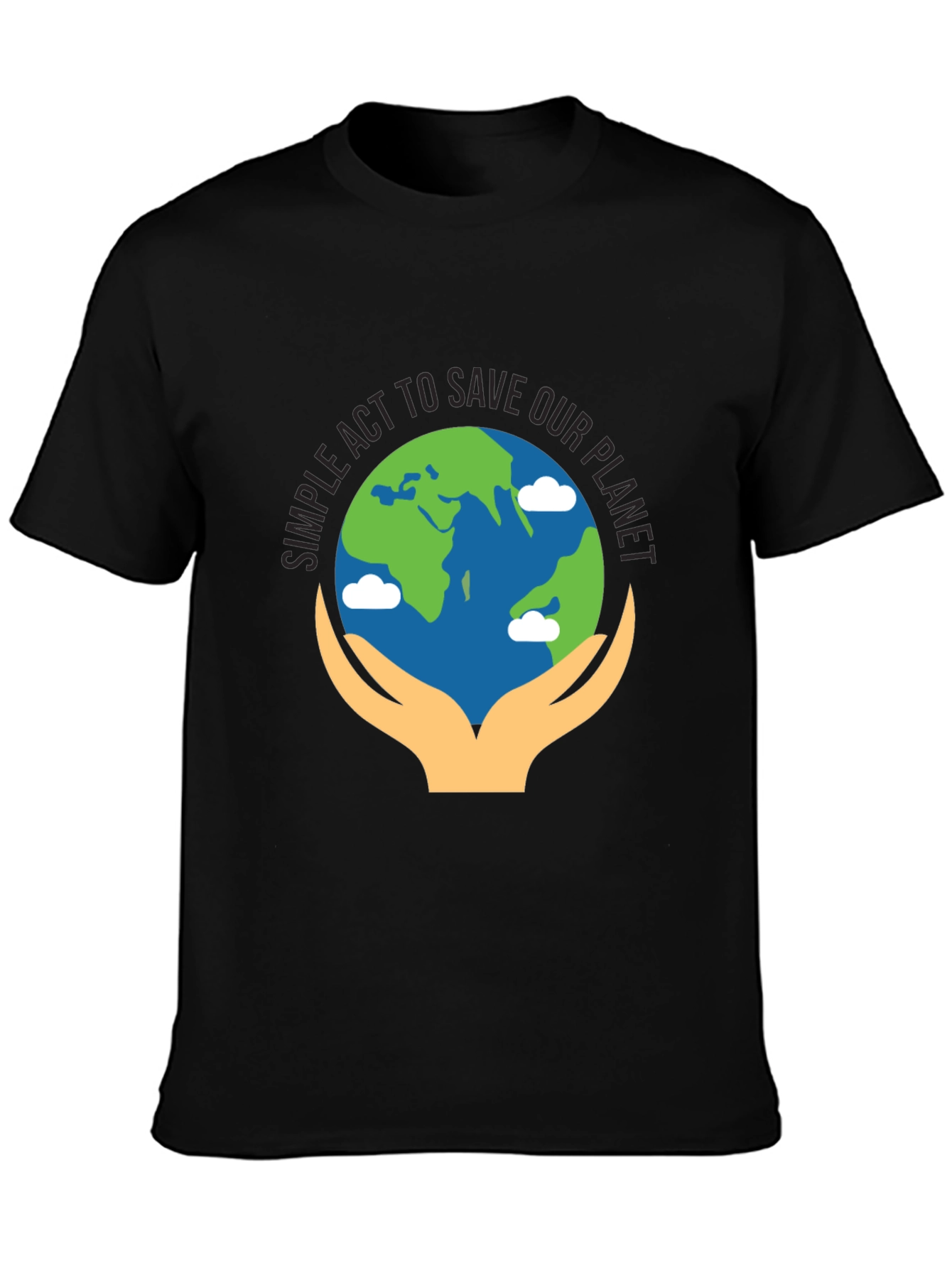 Camiseta Negra con Diseño de Salvar el Planeta