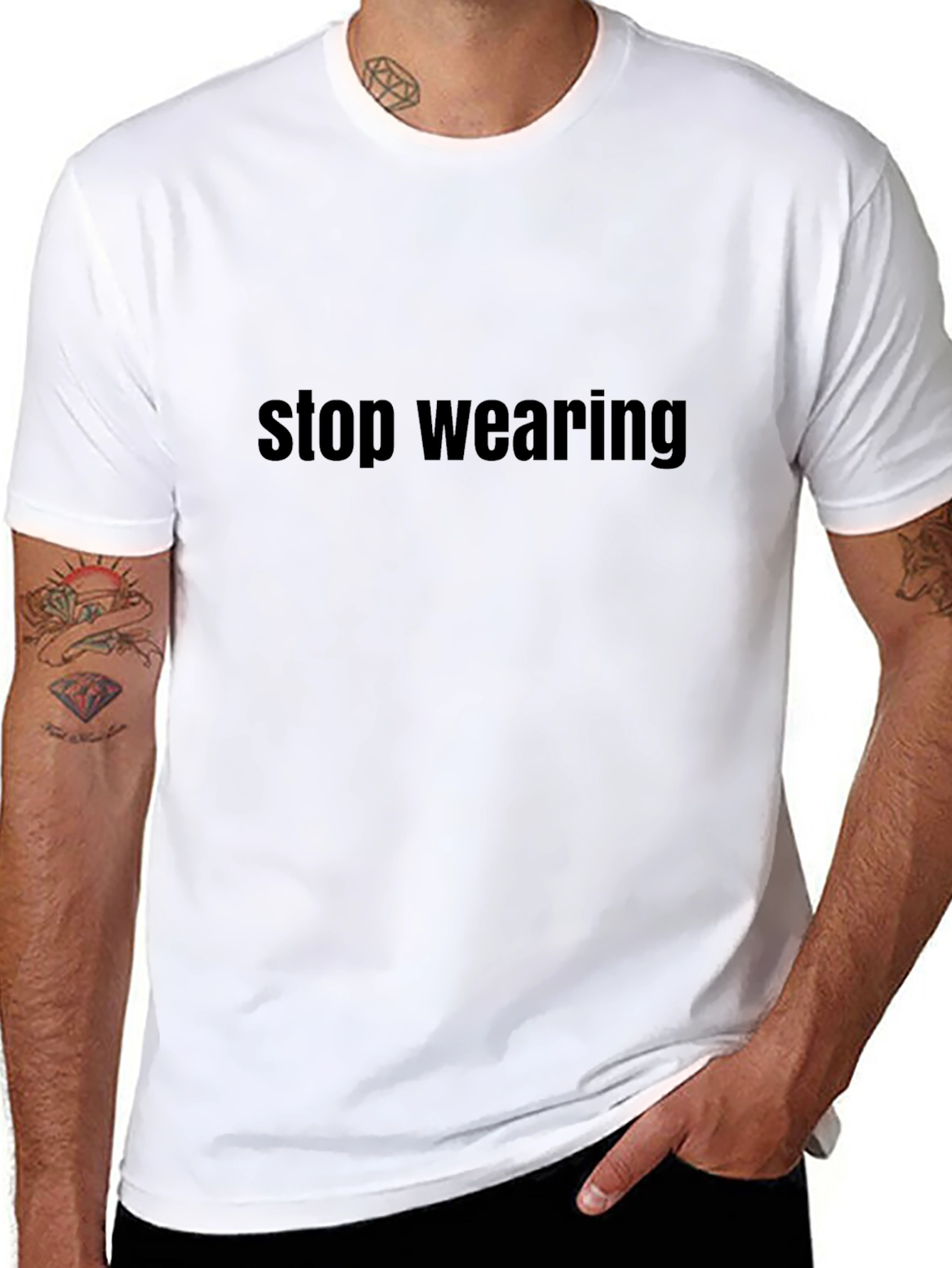 Camiseta Negra con Mensaje: Deja de Usar
