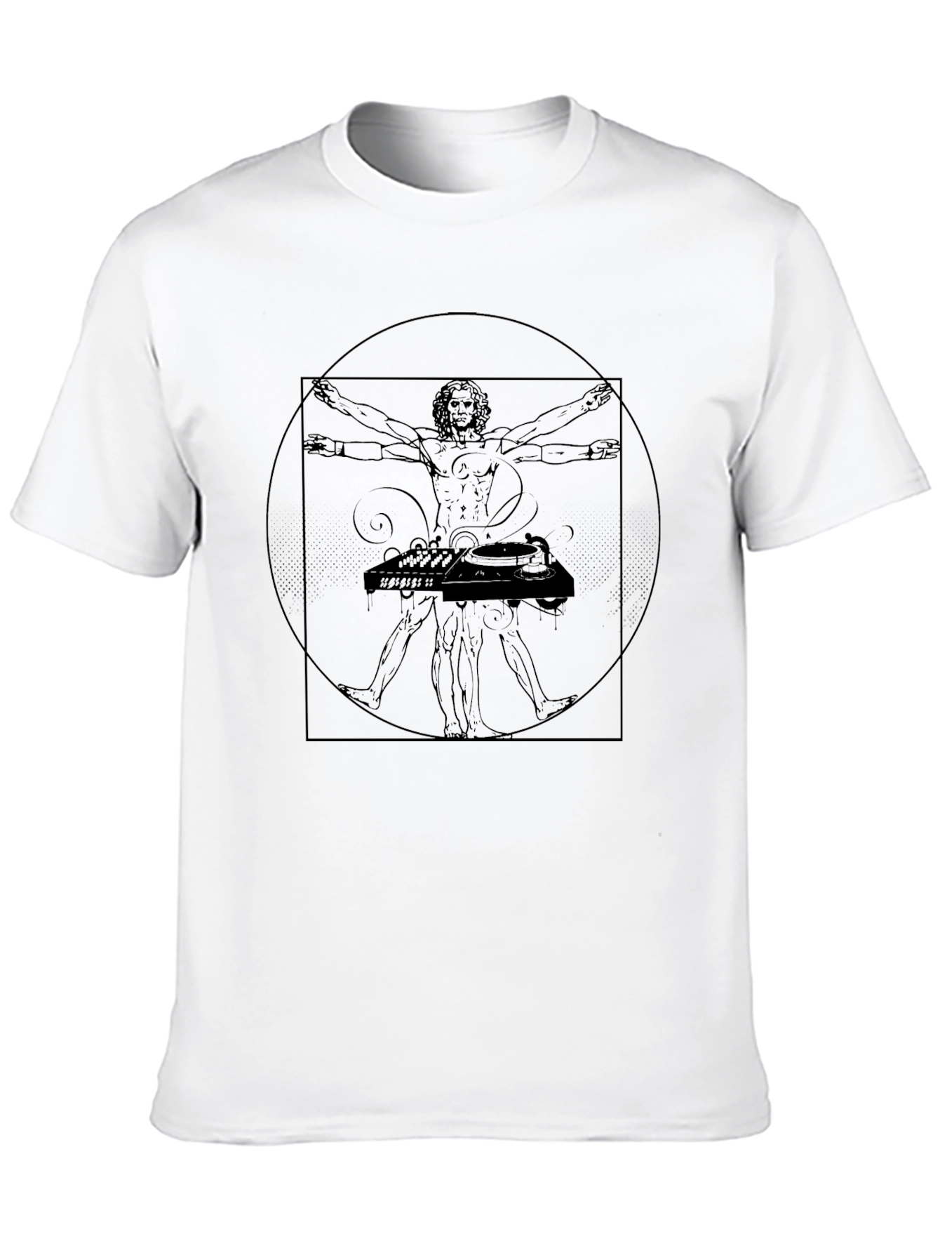 Camiseta Negra Hombre Diseño Vitruvio DJ