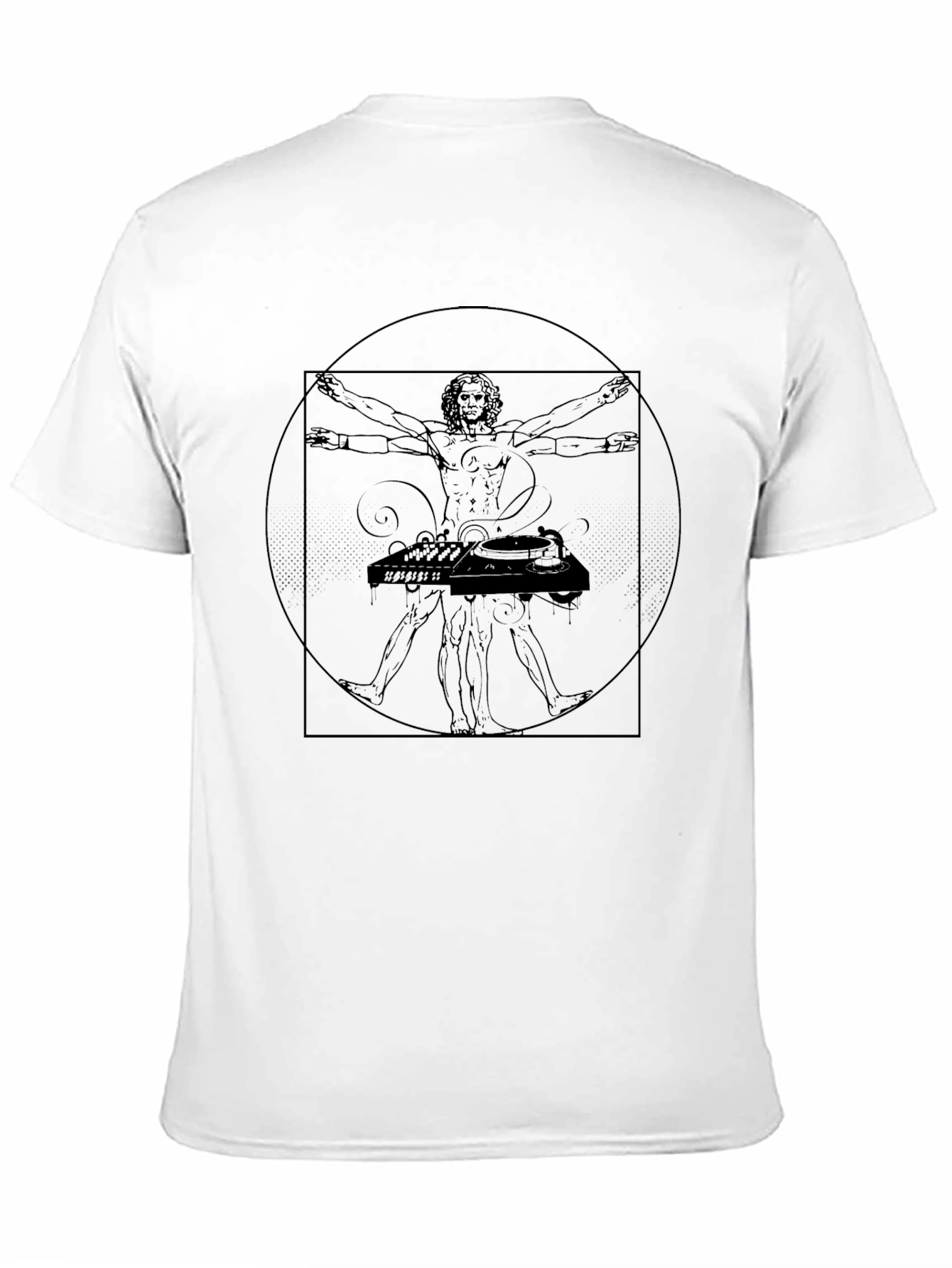 Camiseta Negra Hombre Diseño Vitruvio DJ