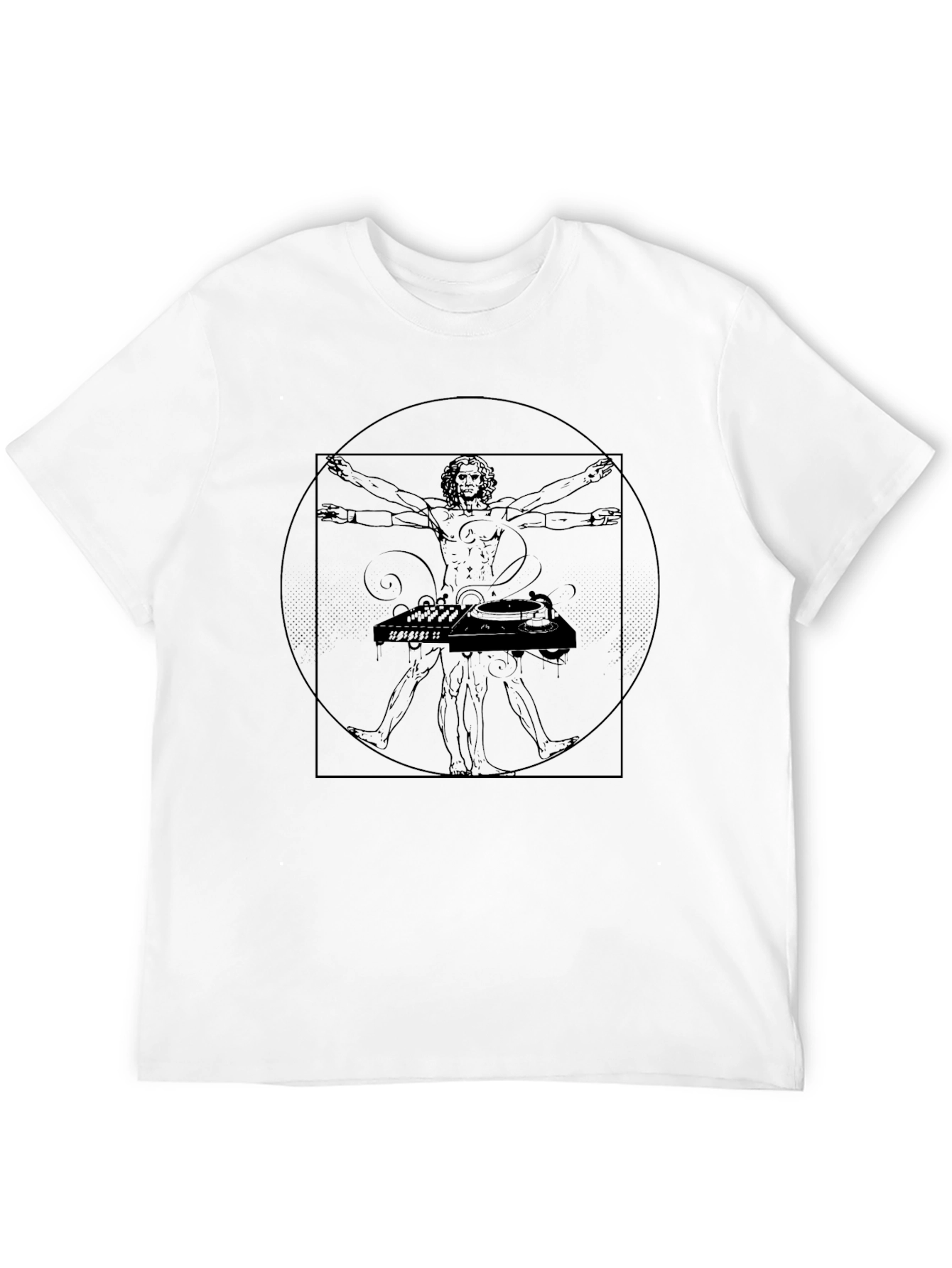 Camiseta Negra Hombre Diseño Vitruvio DJ