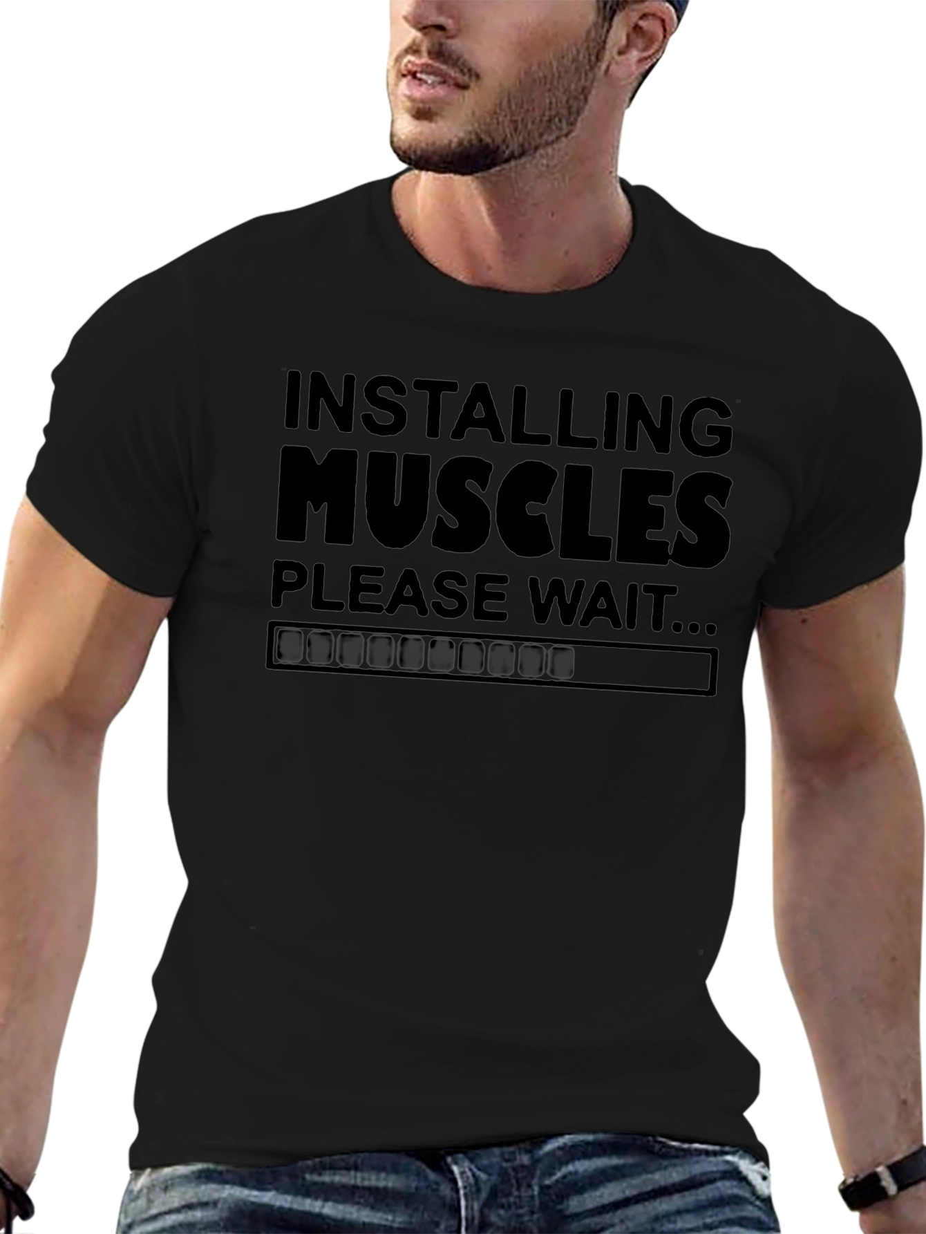 Camiseta Negra: Instalando Músculos - Para Entusiastas del Fitness