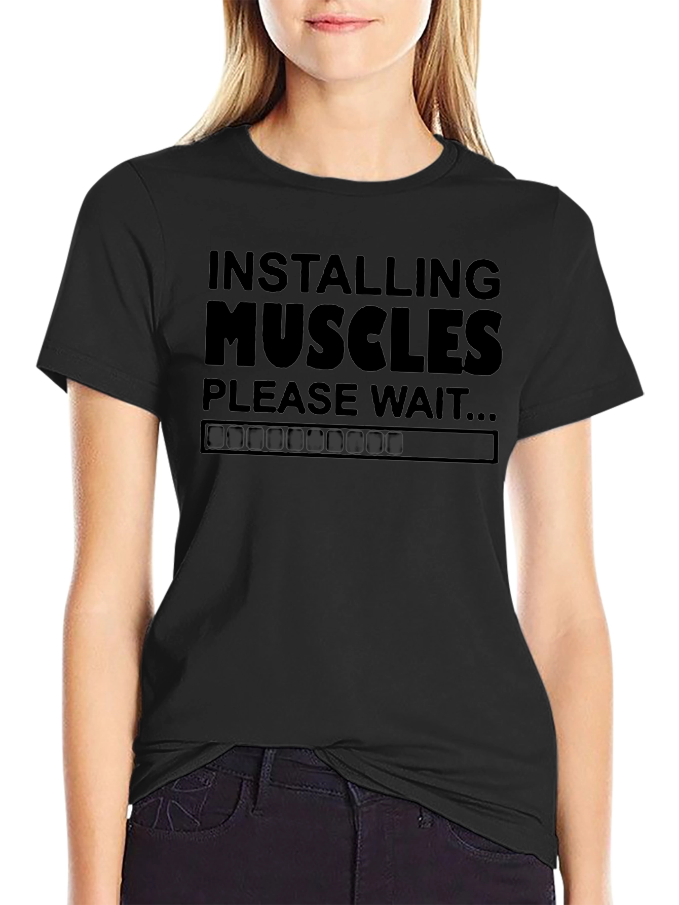 Camiseta Negra: Instalando Músculos - Para Entusiastas del Fitness
