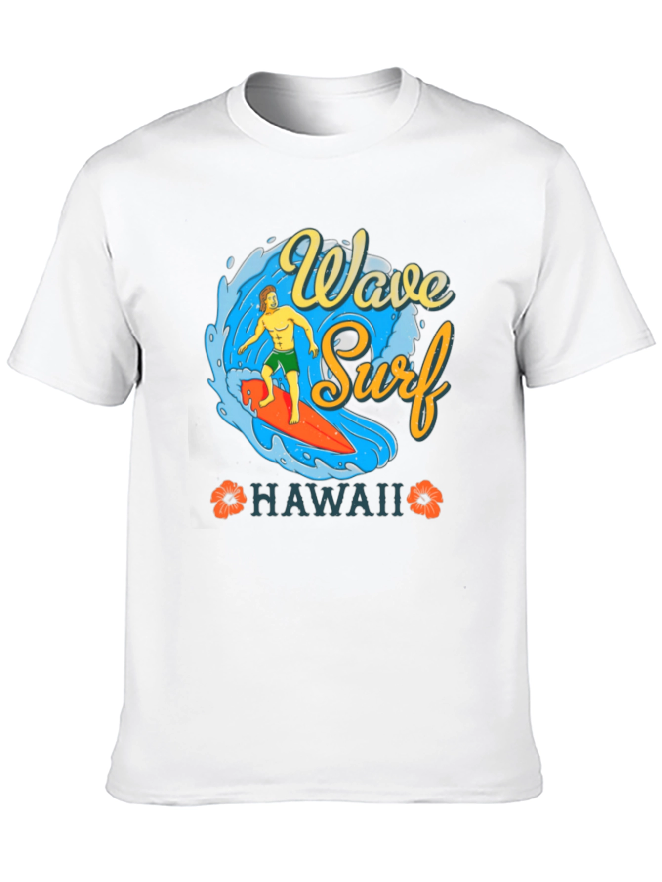 Camiseta Negra Estampada Ola Surf Hawaii