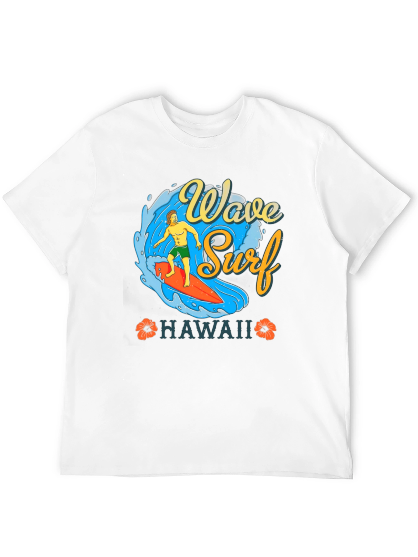 Camiseta Negra Estampada Ola Surf Hawaii