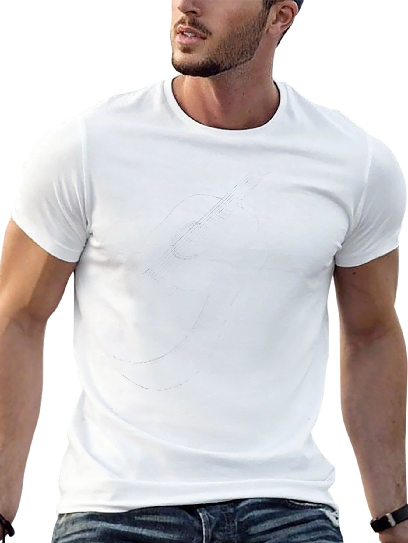 Camiseta Negra Casual de Algodón para Hombre