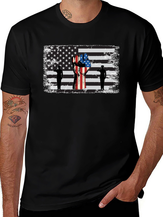 Camiseta Negra con Diseño Patriótico