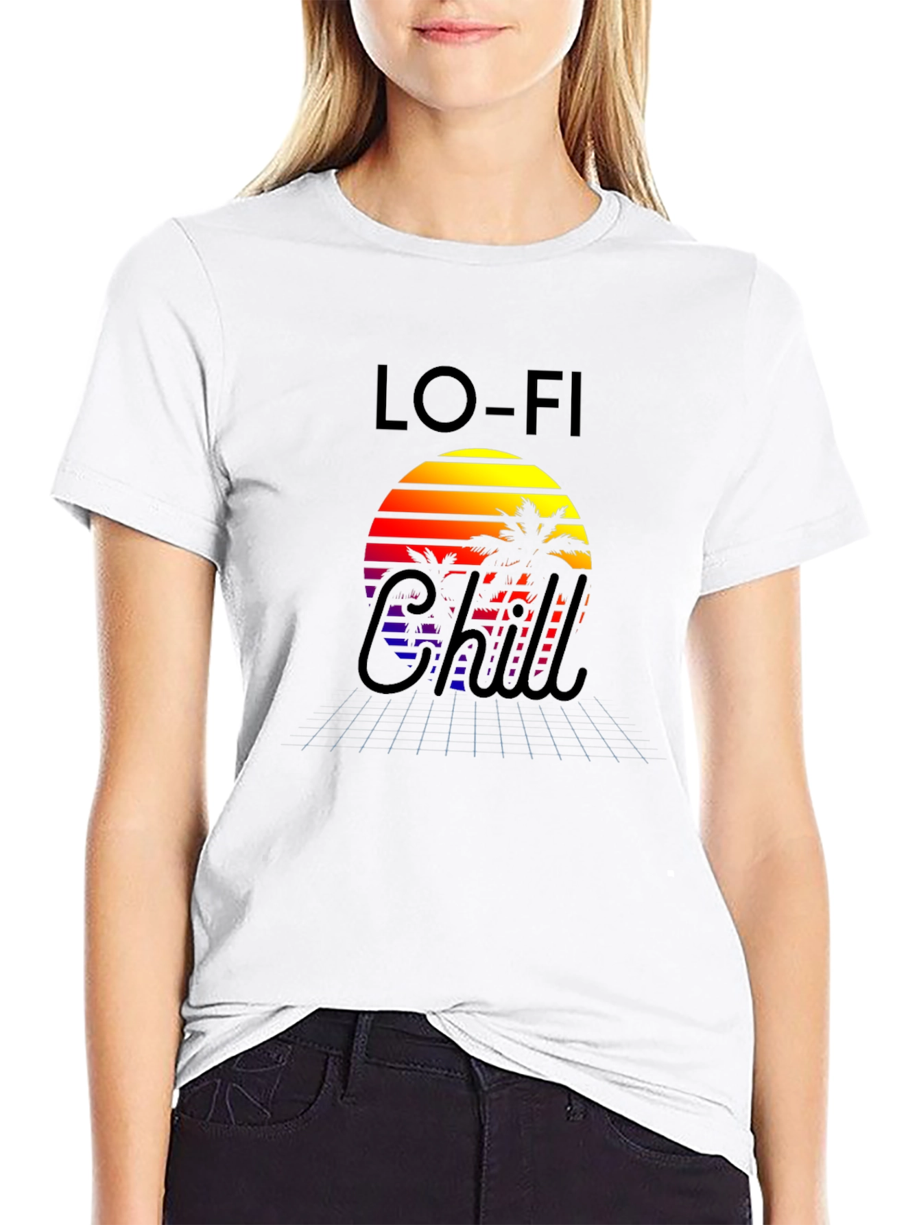 Camiseta Lo-Fi Chill con Diseño Retro Tropical