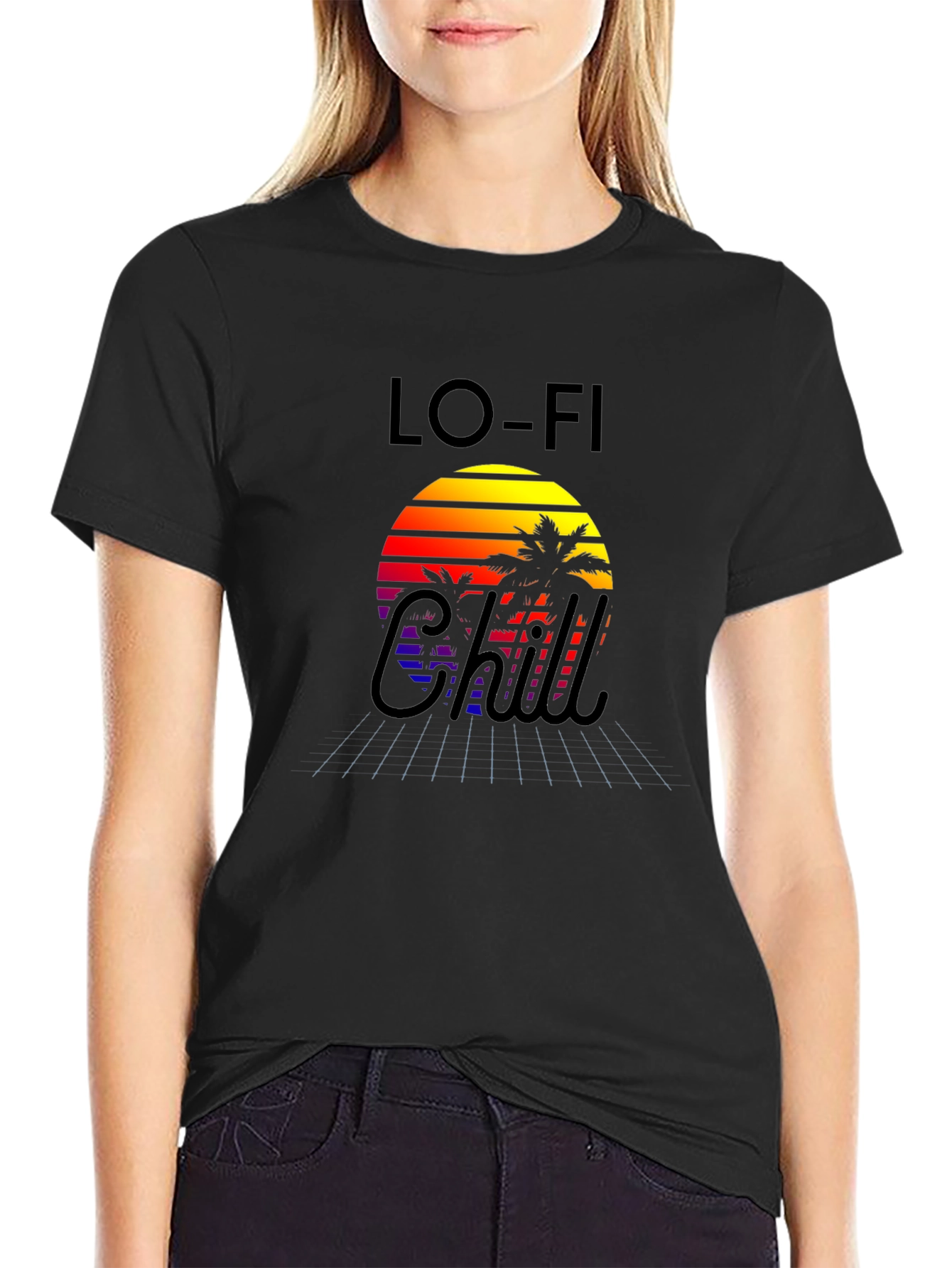 Camiseta Lo-Fi Chill con Diseño Retro Tropical