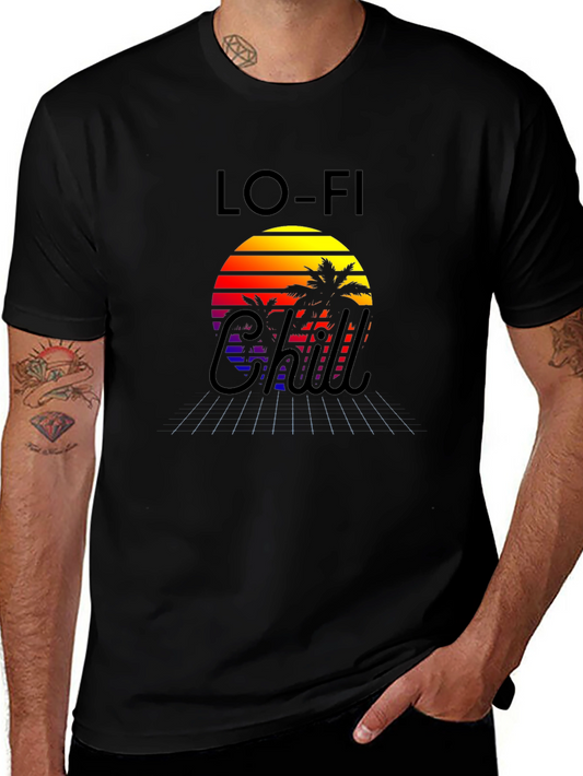 Camiseta Lo-Fi Chill con Diseño Retro Tropical