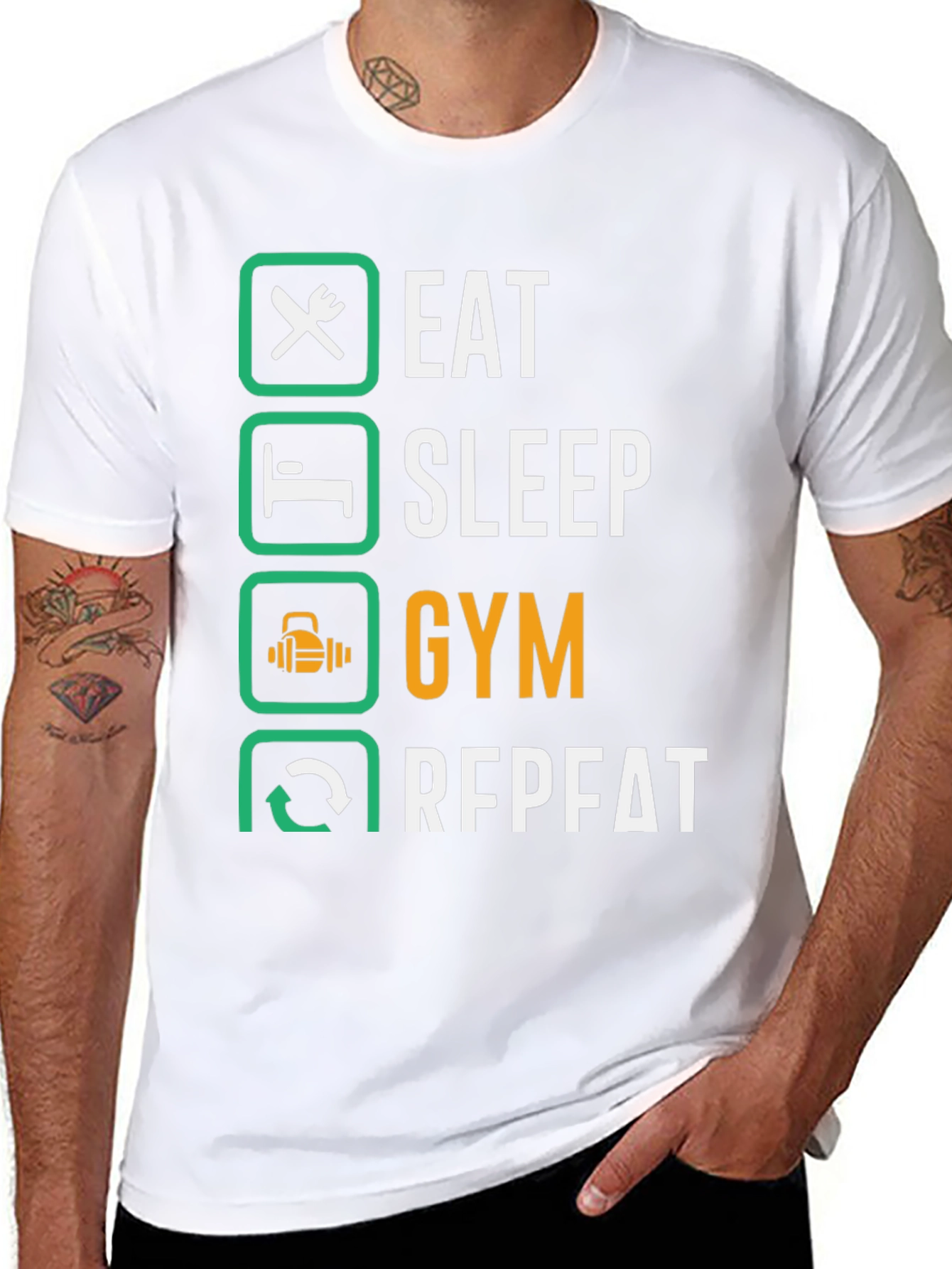Camiseta Hombre: Comer Dormir Gimnasio Repetir