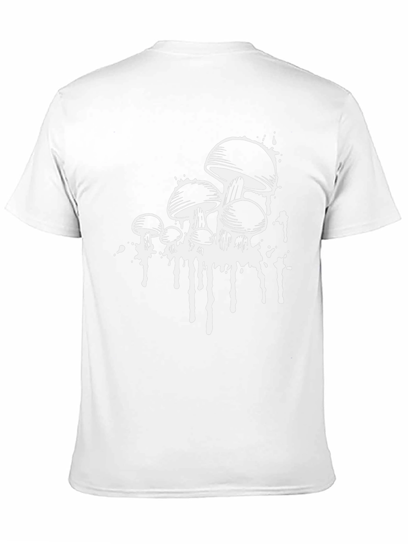 Camiseta Negra con Estampado de Hongos Abstractos