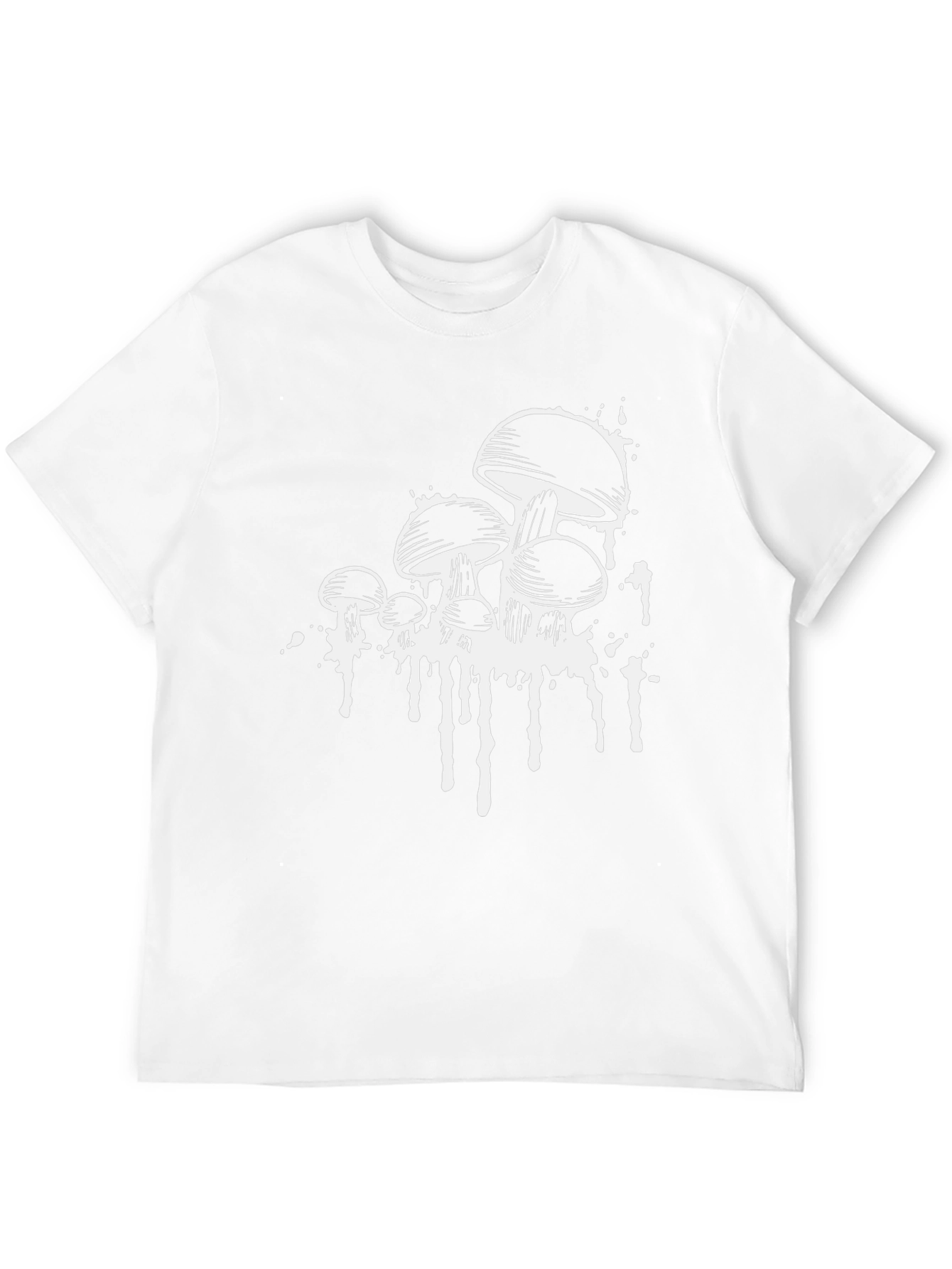 Camiseta Negra con Estampado de Hongos Abstractos