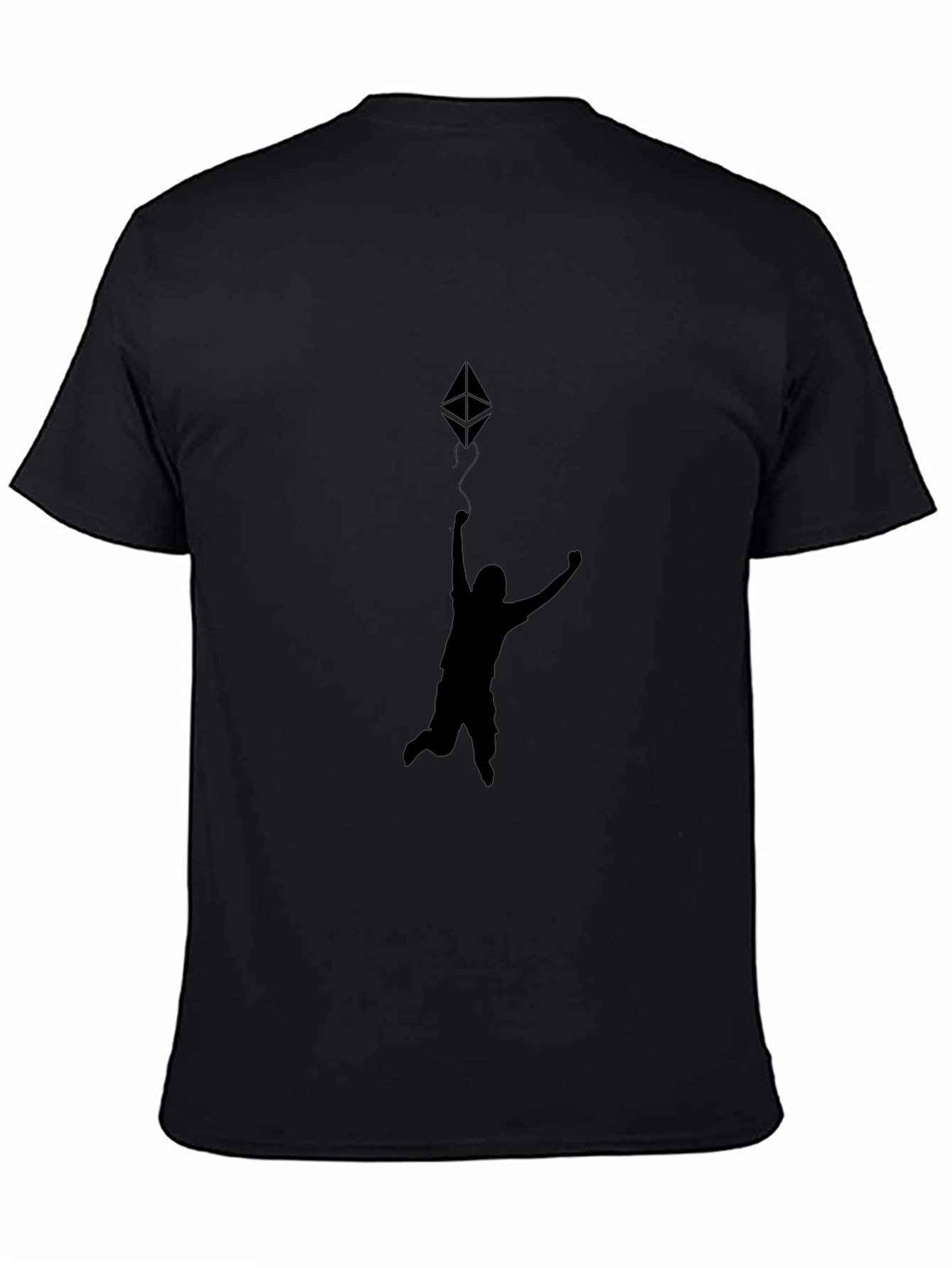 Camiseta Negra Estampado Hombre Saltando Ethereum