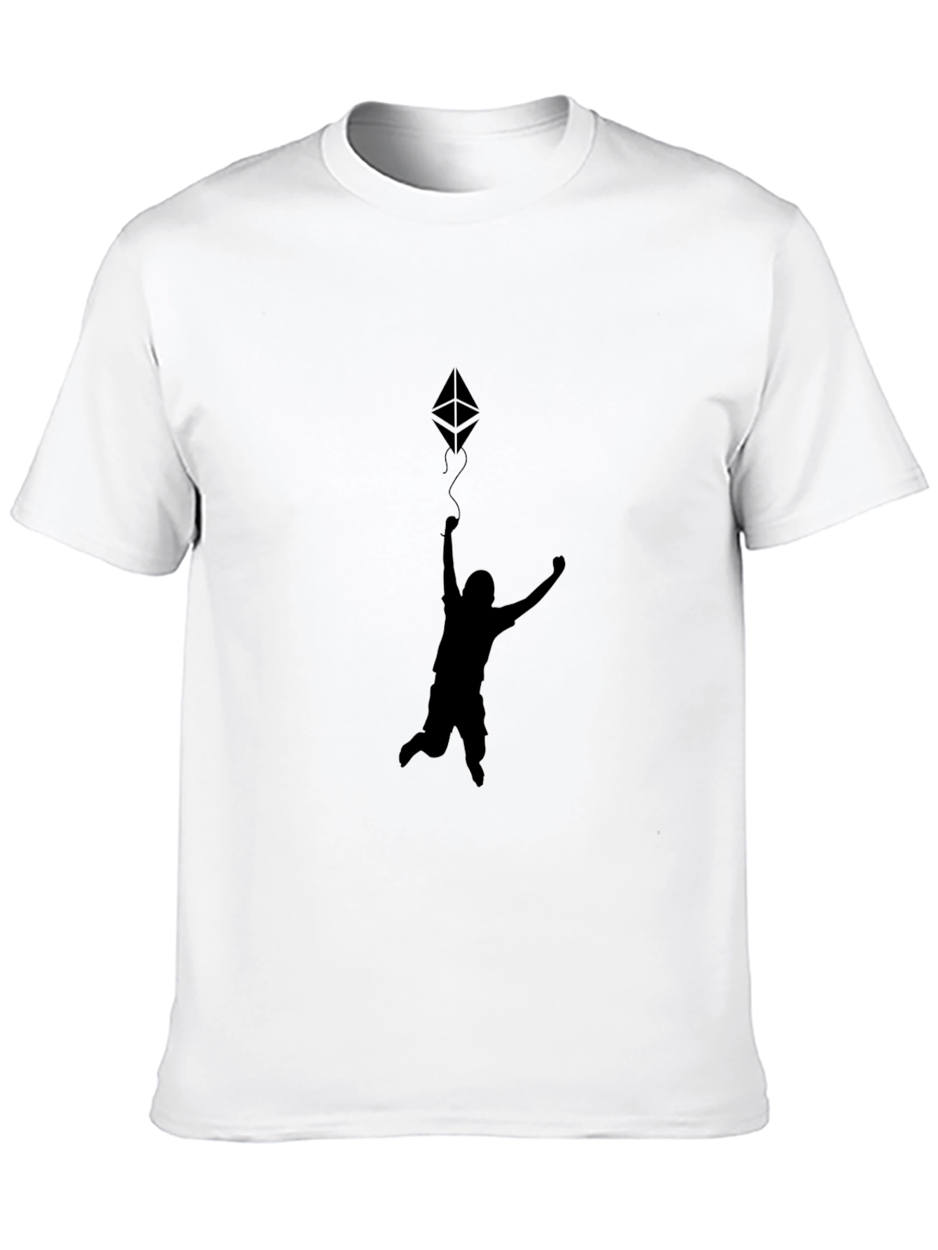 Camiseta Negra Estampado Hombre Saltando Ethereum