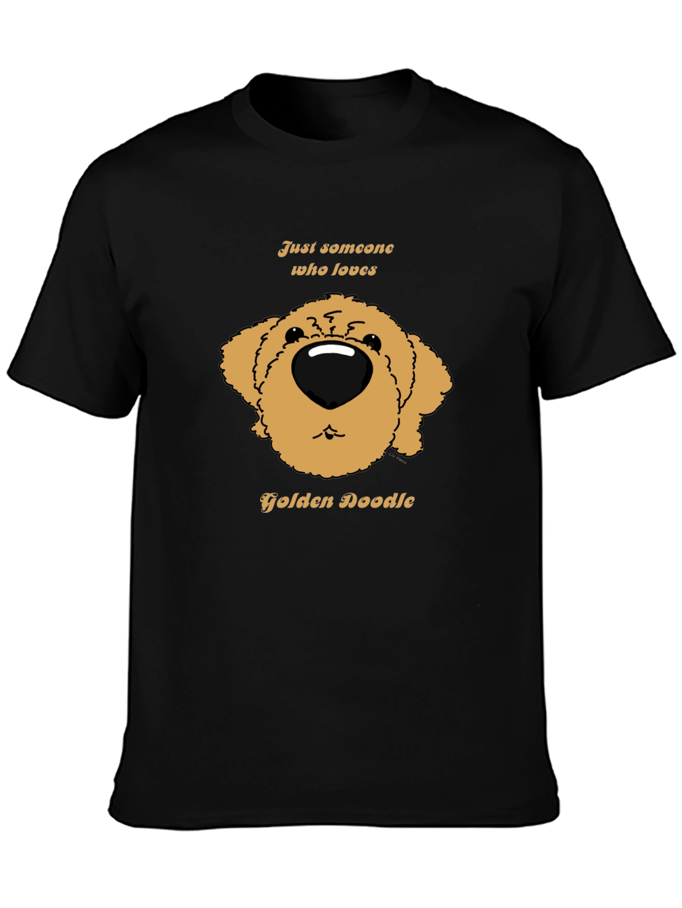 Camiseta Negra con Diseño de Golden Doodle