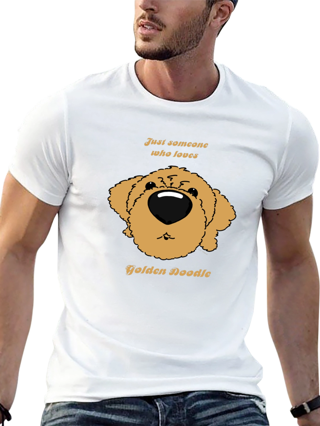 Camiseta Negra con Diseño de Golden Doodle