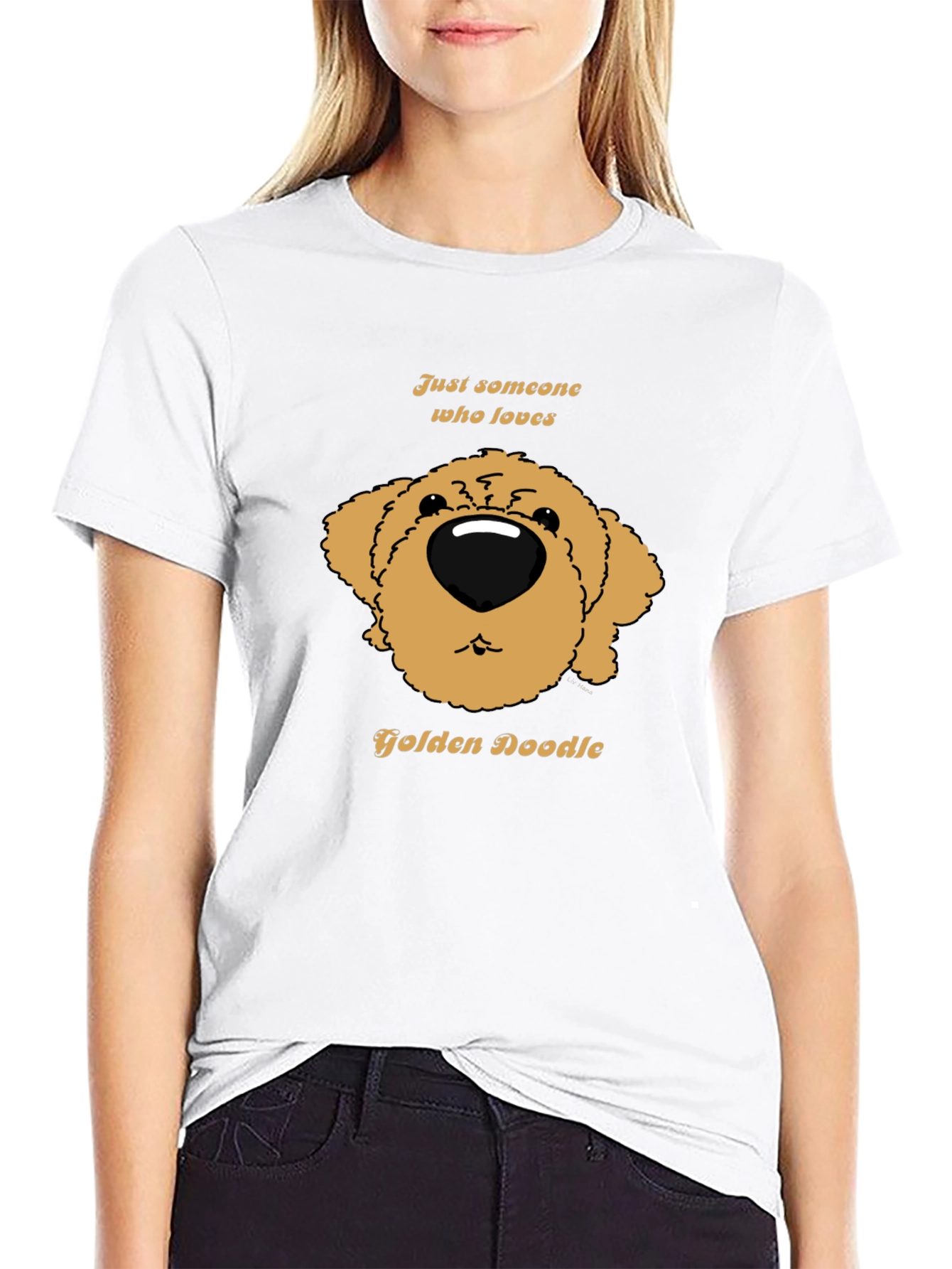 Camiseta Negra con Diseño de Golden Doodle