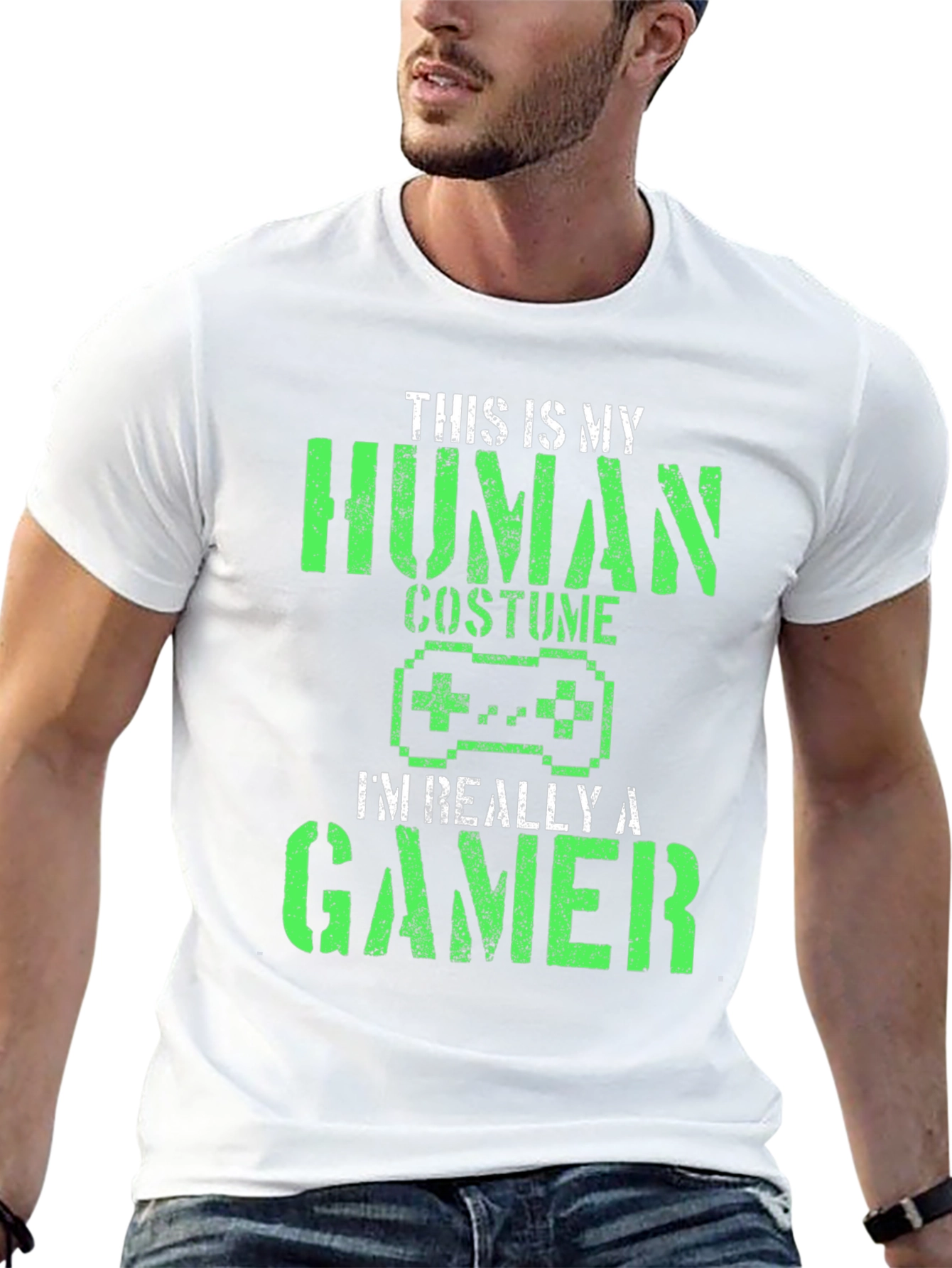 Camiseta Negra Gamer: Disfraz Humano