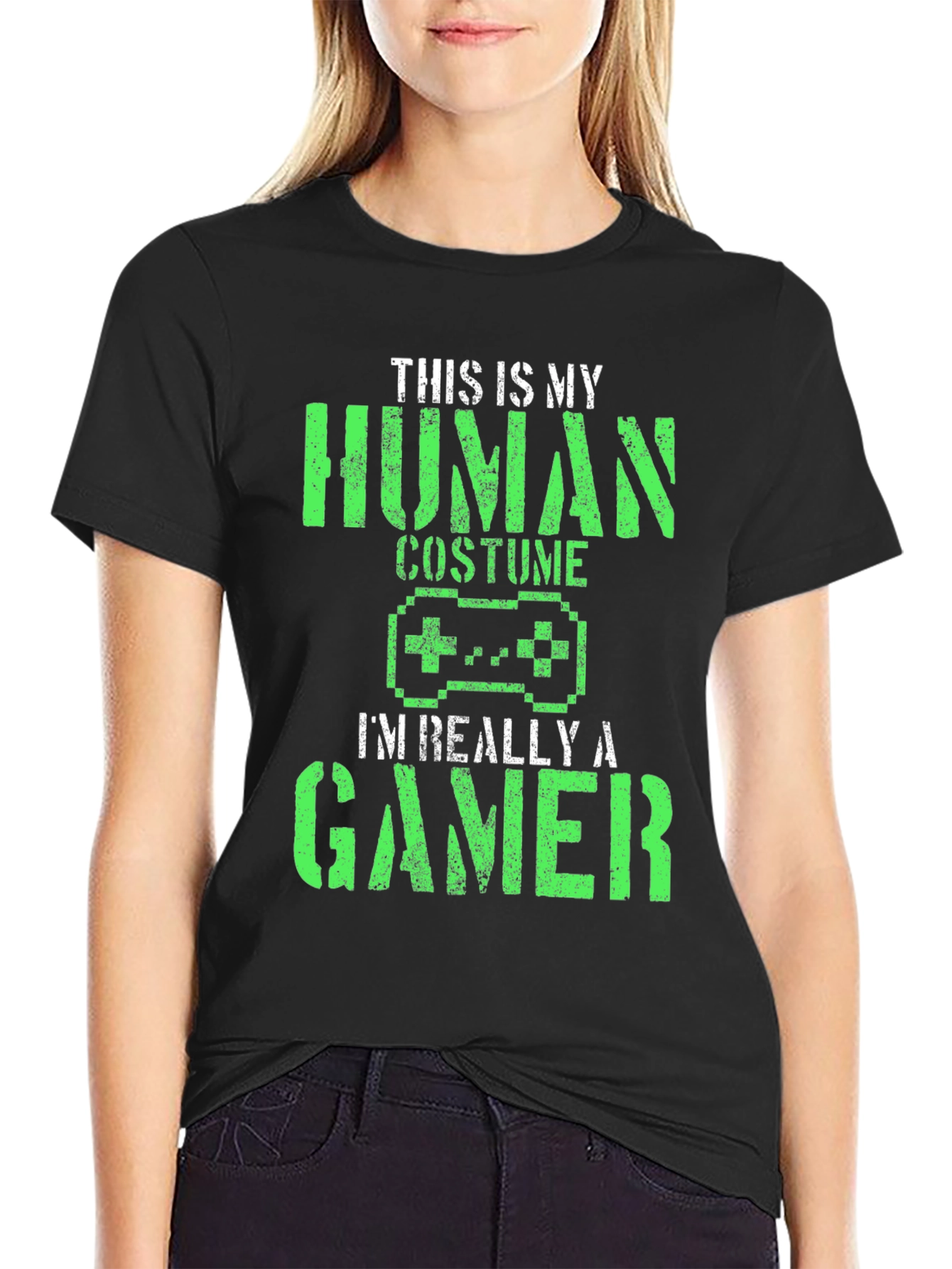 Camiseta Negra Gamer: Disfraz Humano