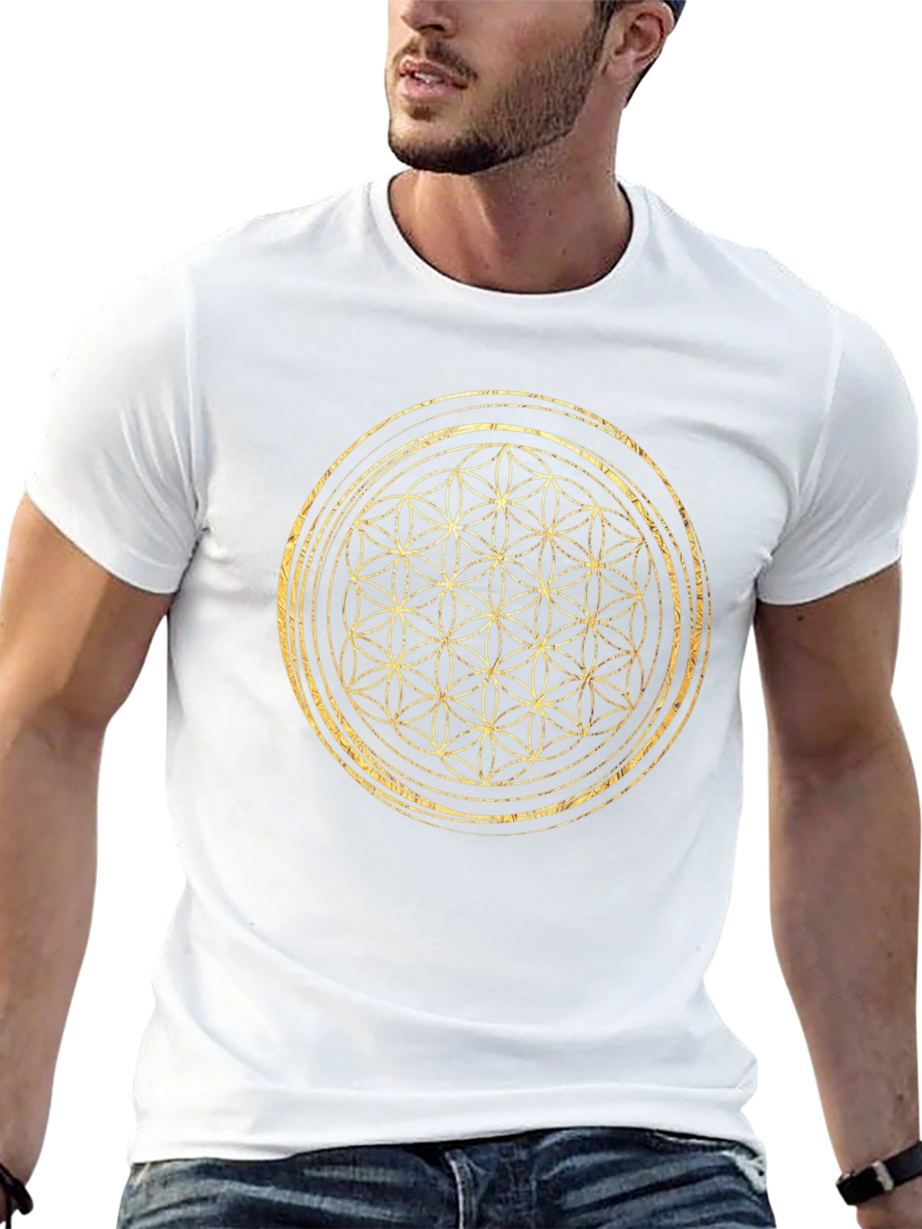 Camiseta Hombre Flor de la Vida Estampada