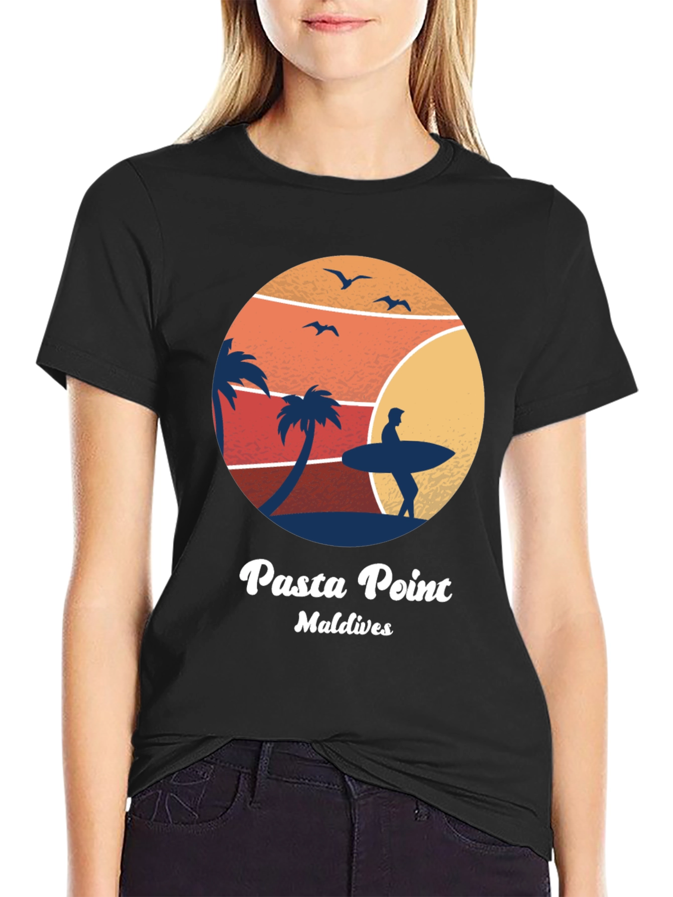 Camiseta Negra Pasta Point Maldives