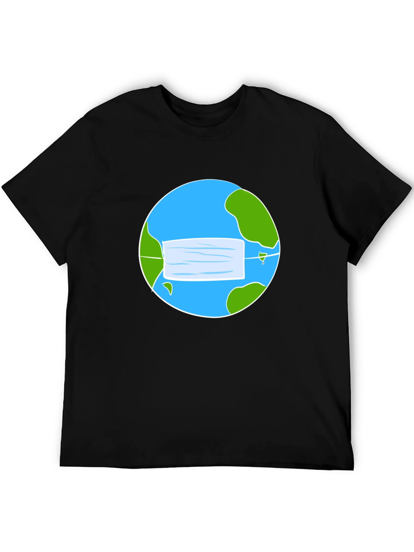 Camiseta Negra con Diseño de Tierra y Mascarilla