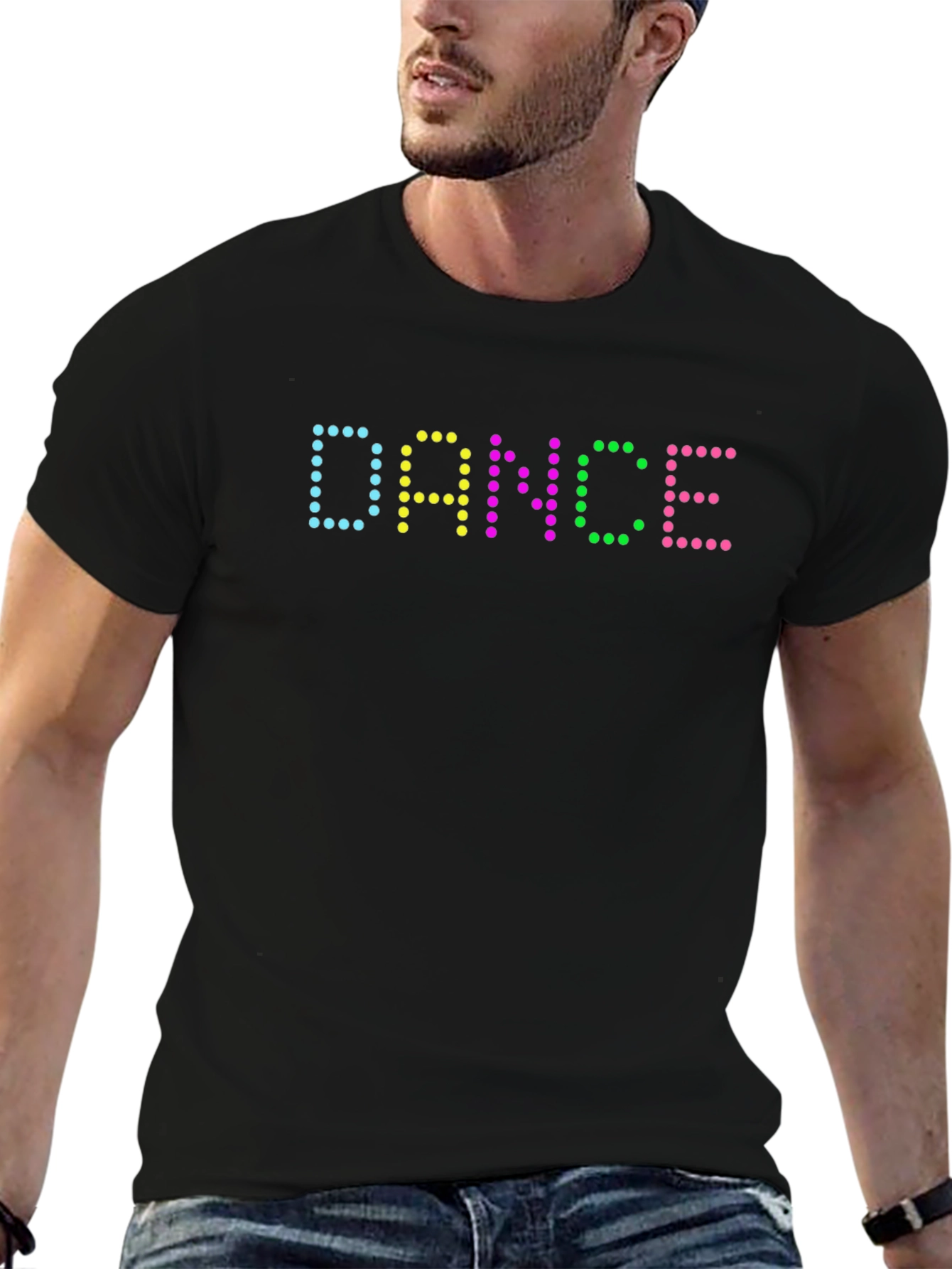 Camiseta Negra Hombre Diseño DANCE Luminoso