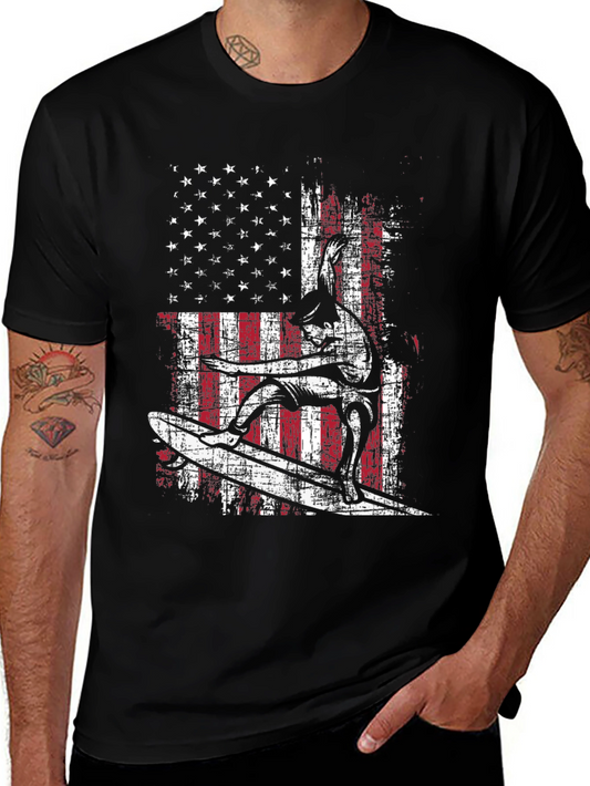Camiseta Negra con Diseño de Surf Americano Vintage