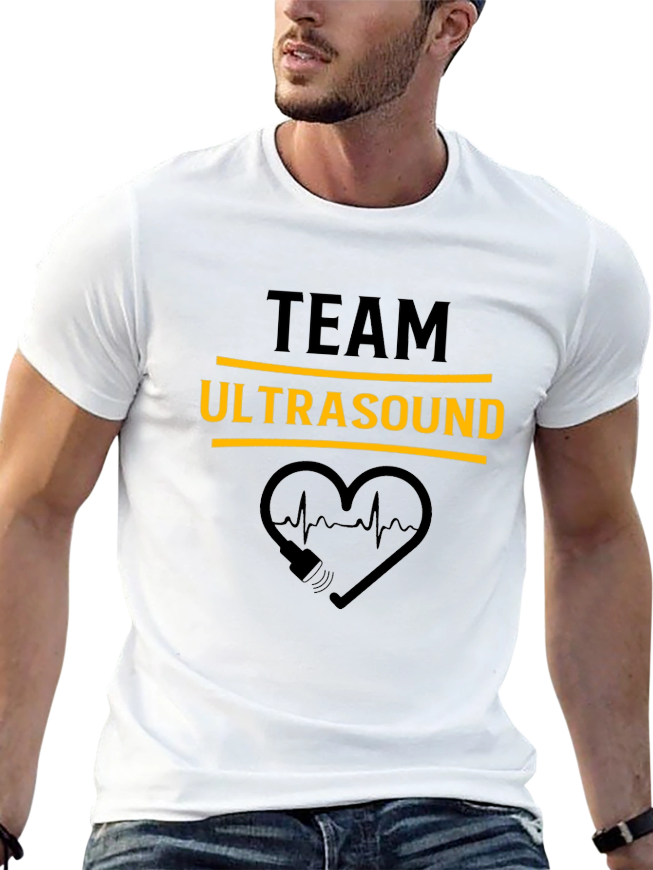 Camiseta Negra Team Ultrasound Corazón