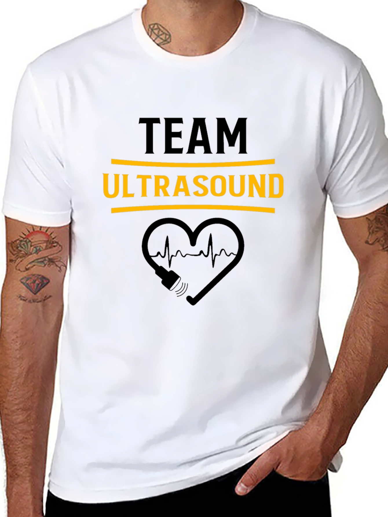 Camiseta Negra Team Ultrasound Corazón