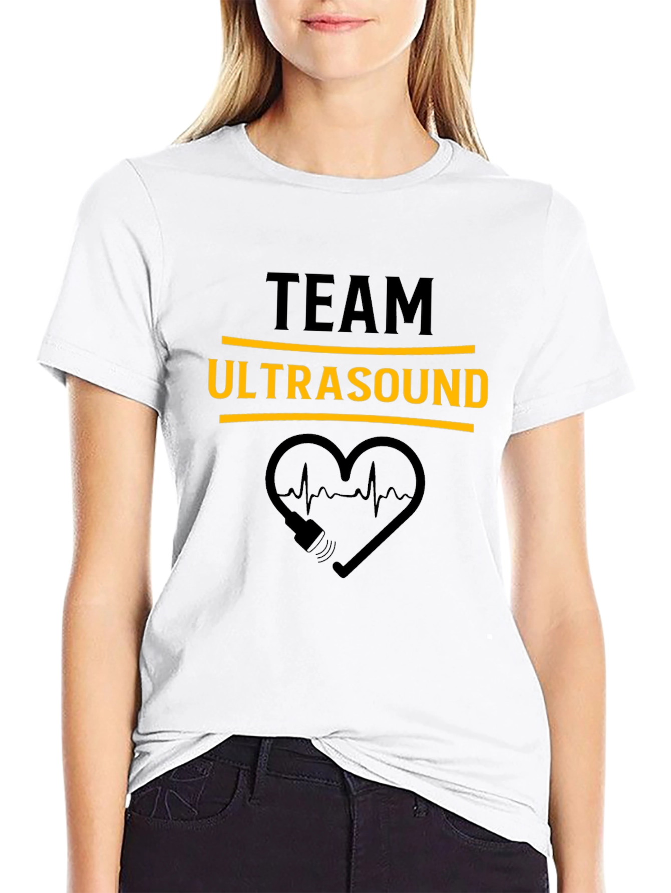 Camiseta Negra Team Ultrasound Corazón