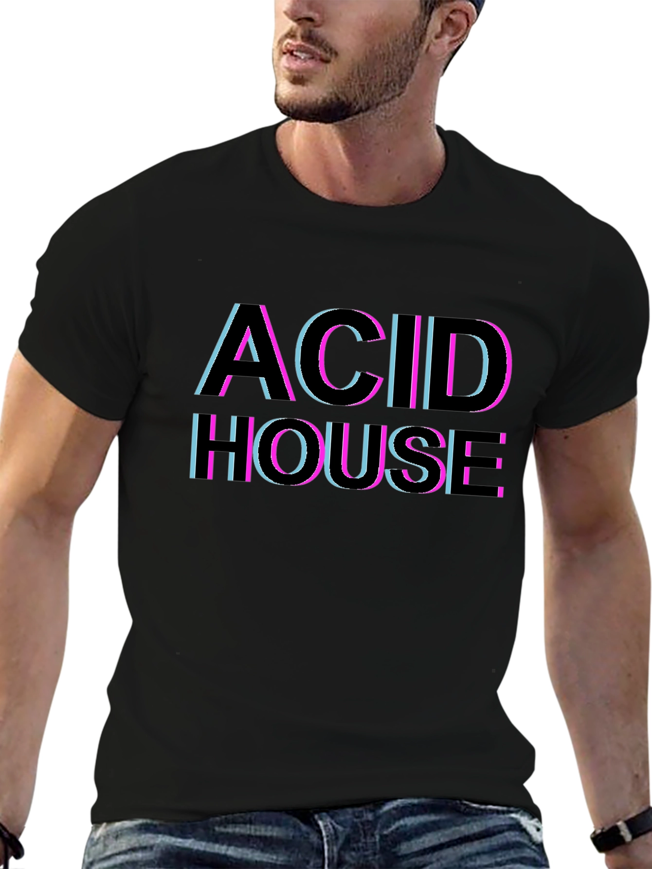 Camiseta Negra Estilo Acid House