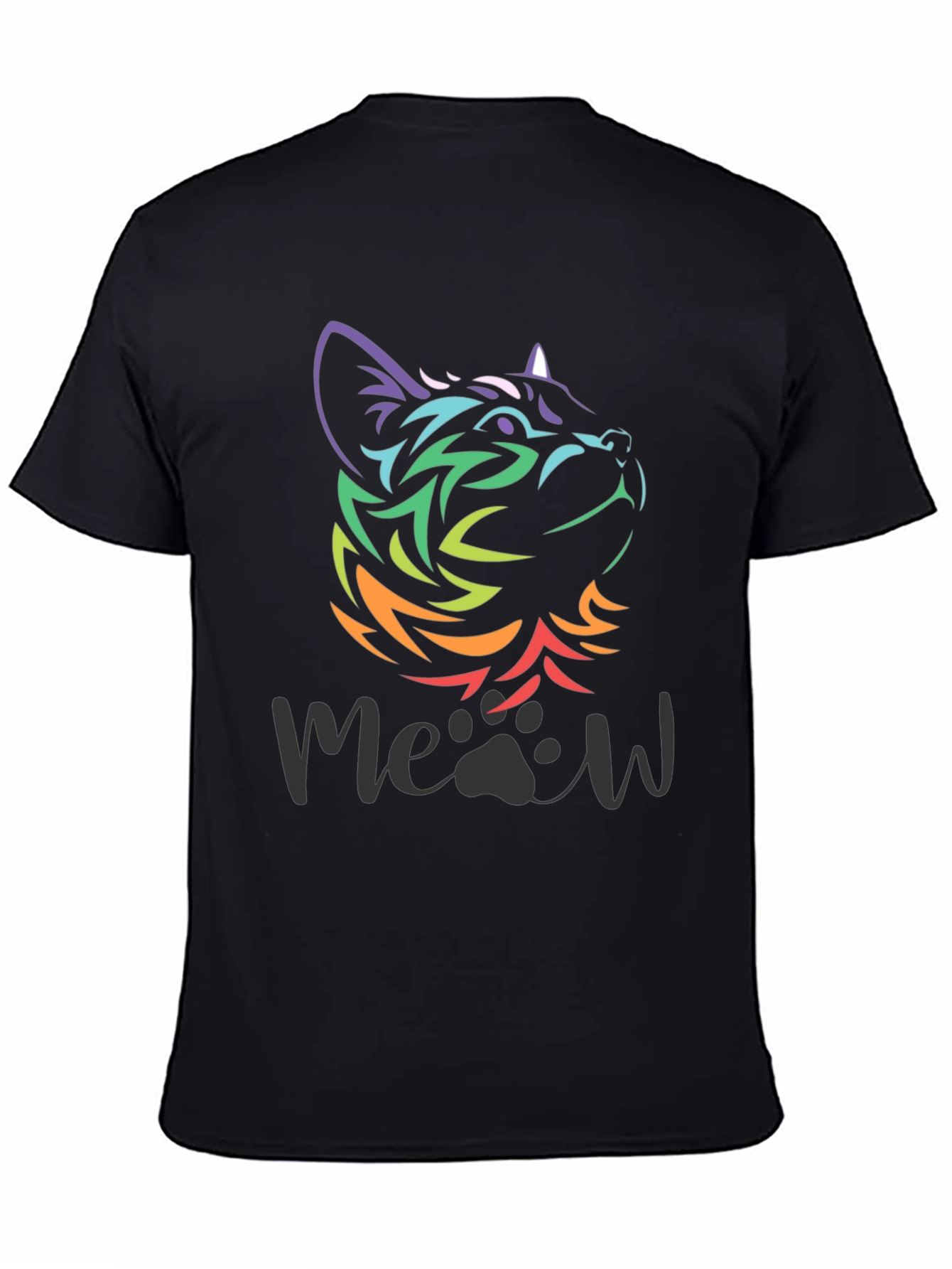 Camiseta Negra con Diseño de Gato Meow