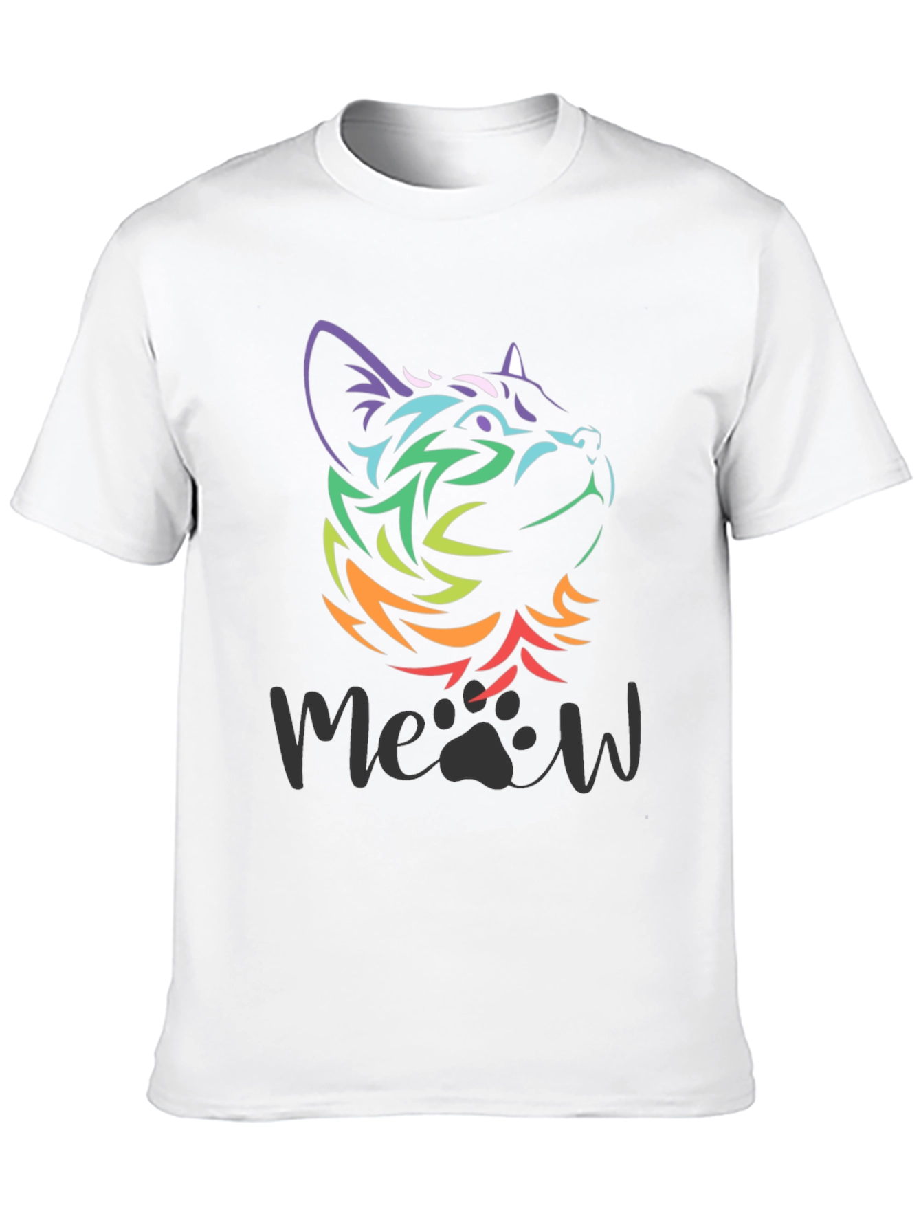 Camiseta Negra con Diseño de Gato Meow